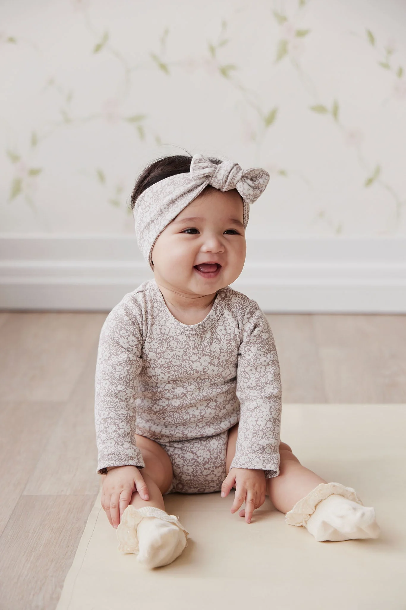 Organic Cotton Headband - Greta Floral Bark - Image 3