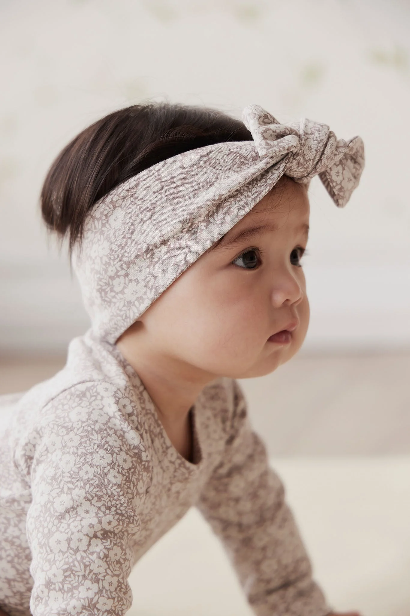 Organic Cotton Headband - Greta Floral Bark - Image 4