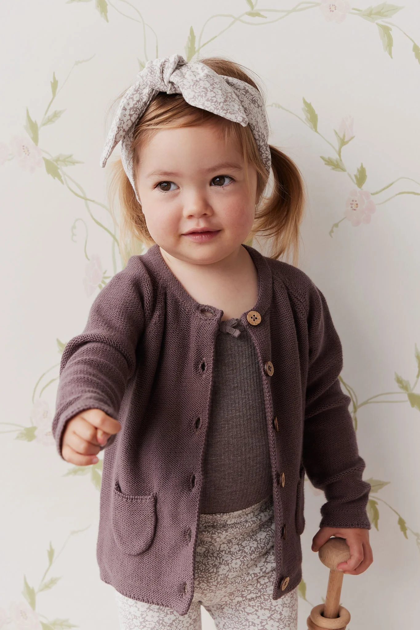 Organic Cotton Headband - Greta Floral Bark - Image 5