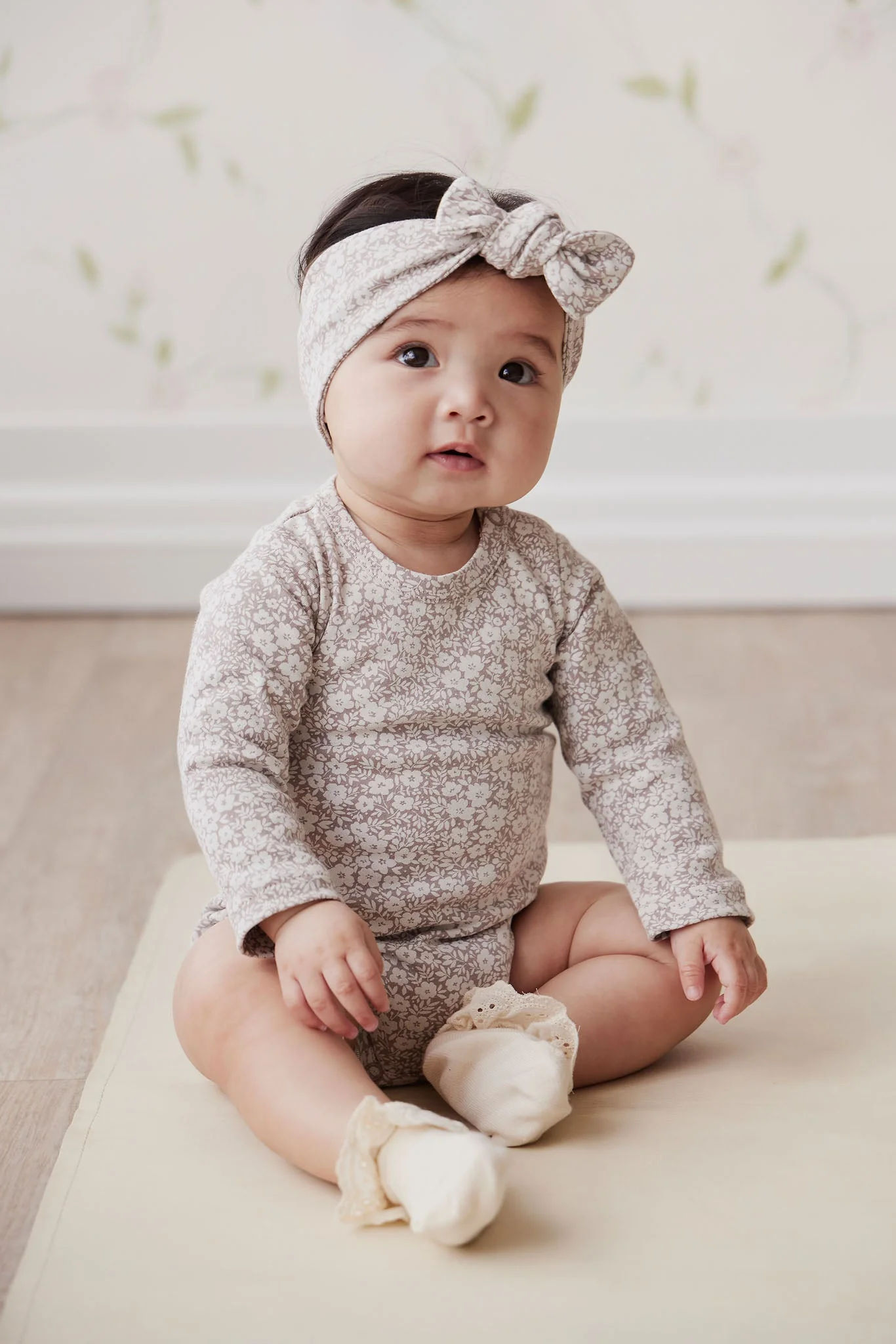 Organic Cotton Headband - Greta Floral Bark - Image 7