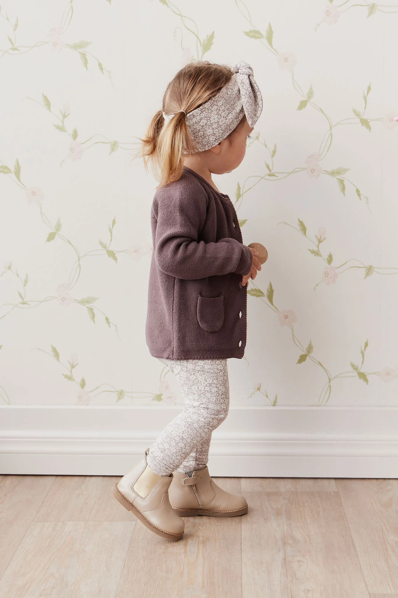 Organic Cotton Headband - Greta Floral Bark - Image 8