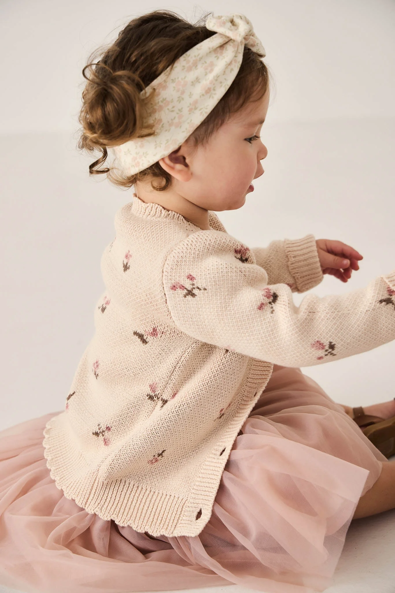 Organic Cotton Headband - Rosalie Floral Mauve - Image 3