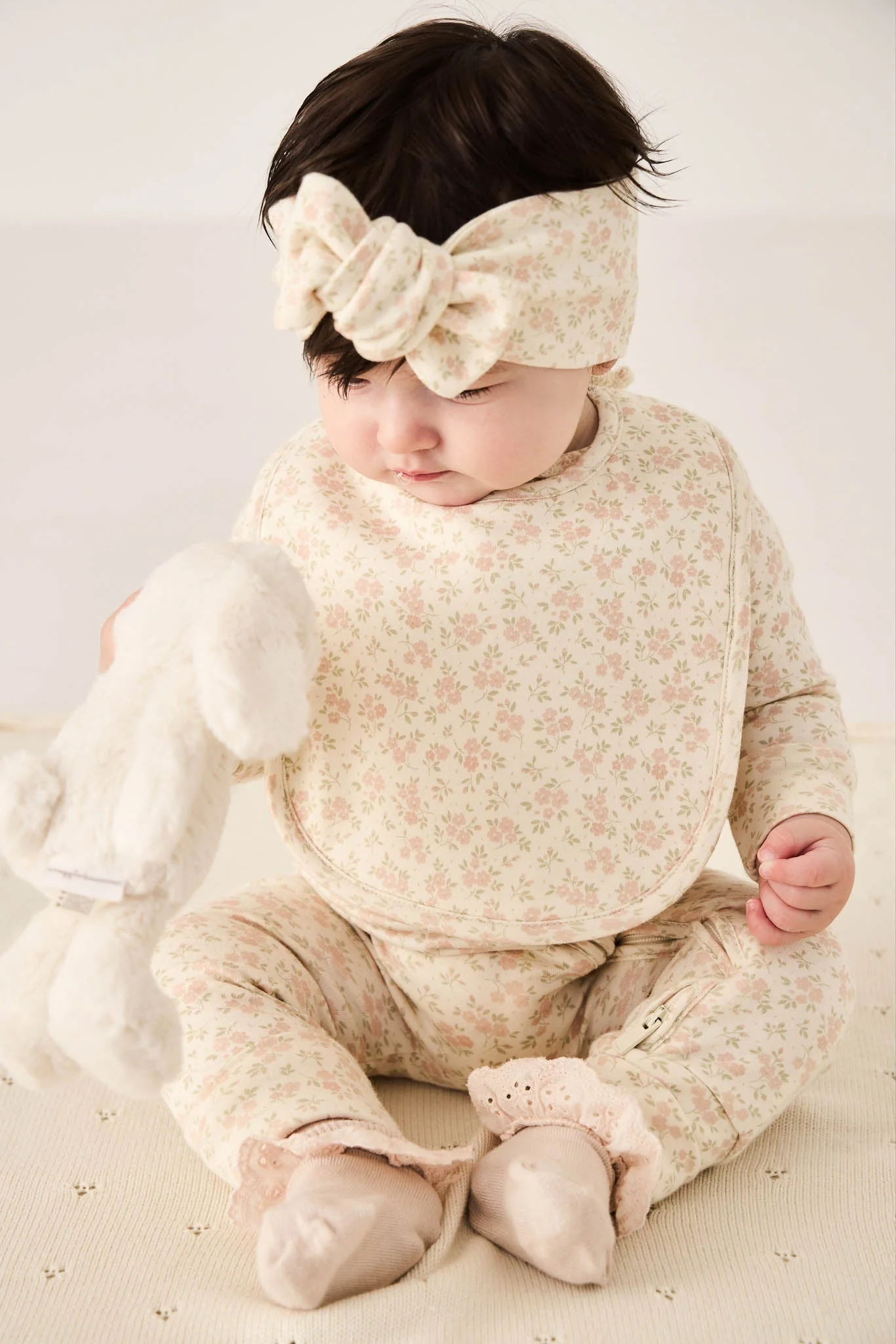 Organic Cotton Headband - Rosalie Floral Mauve - Image 4