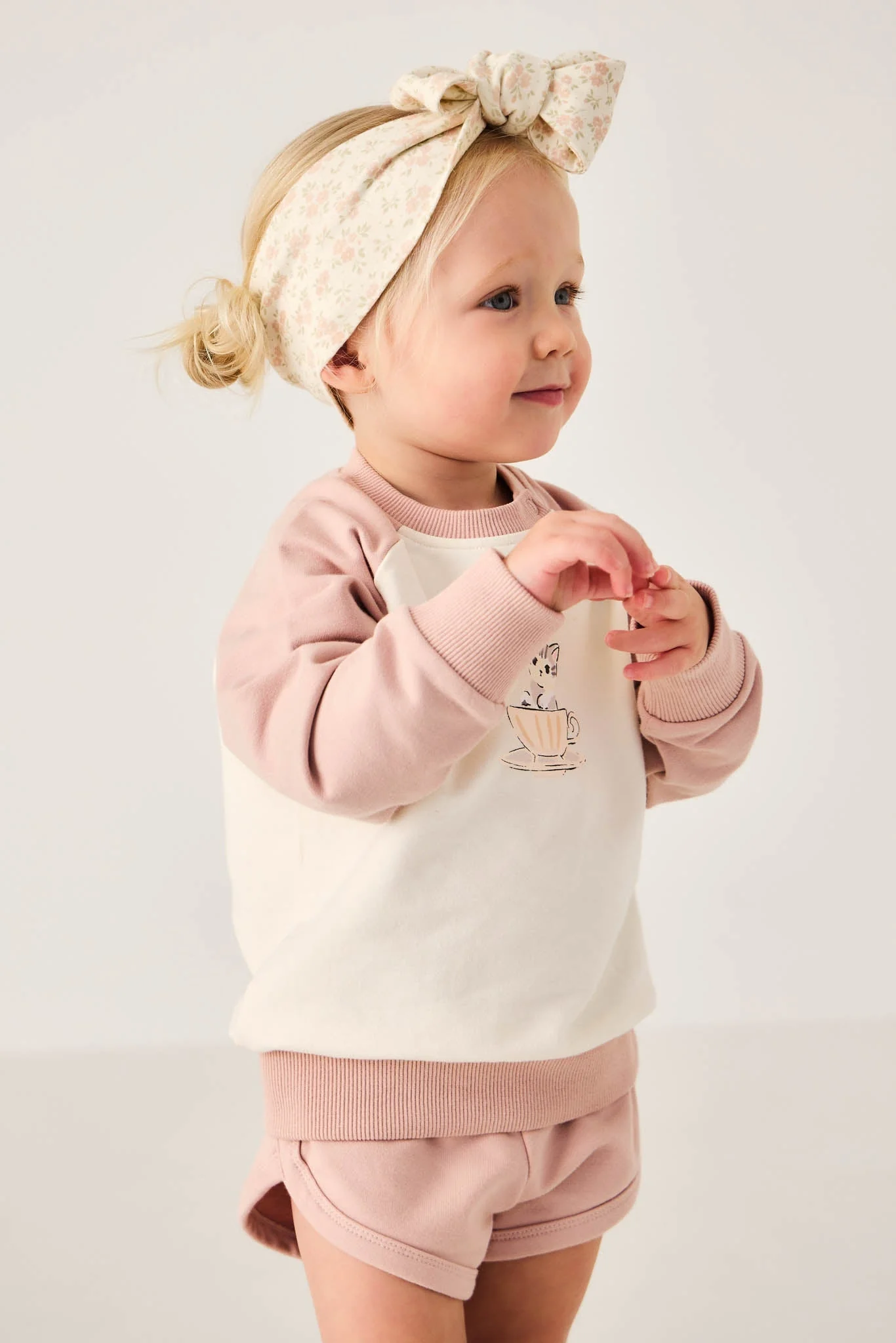 Organic Cotton Headband - Rosalie Floral Mauve - Image 7