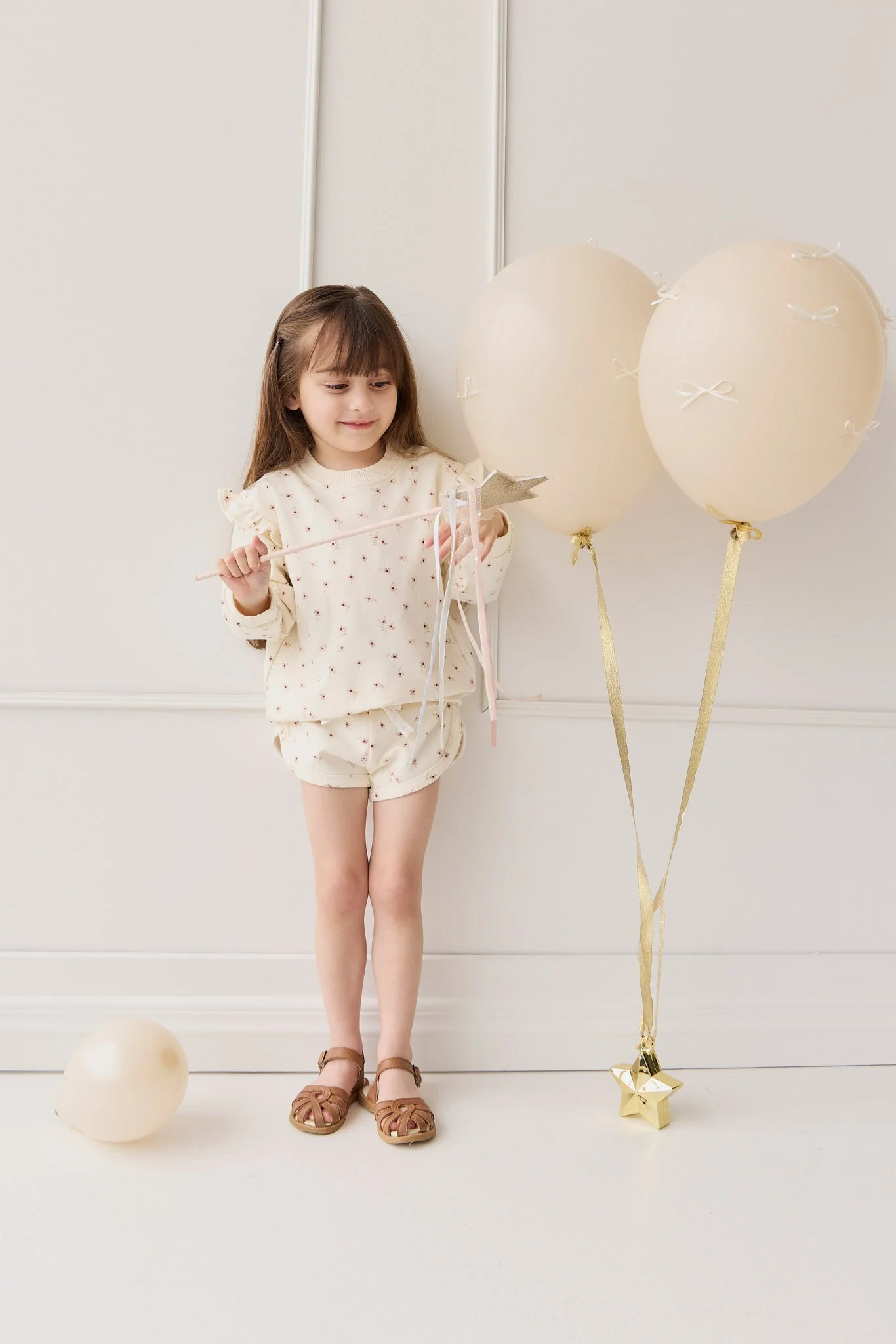 Organic Cotton Ivy Shortie - Simple Flowers Egret - Image 4
