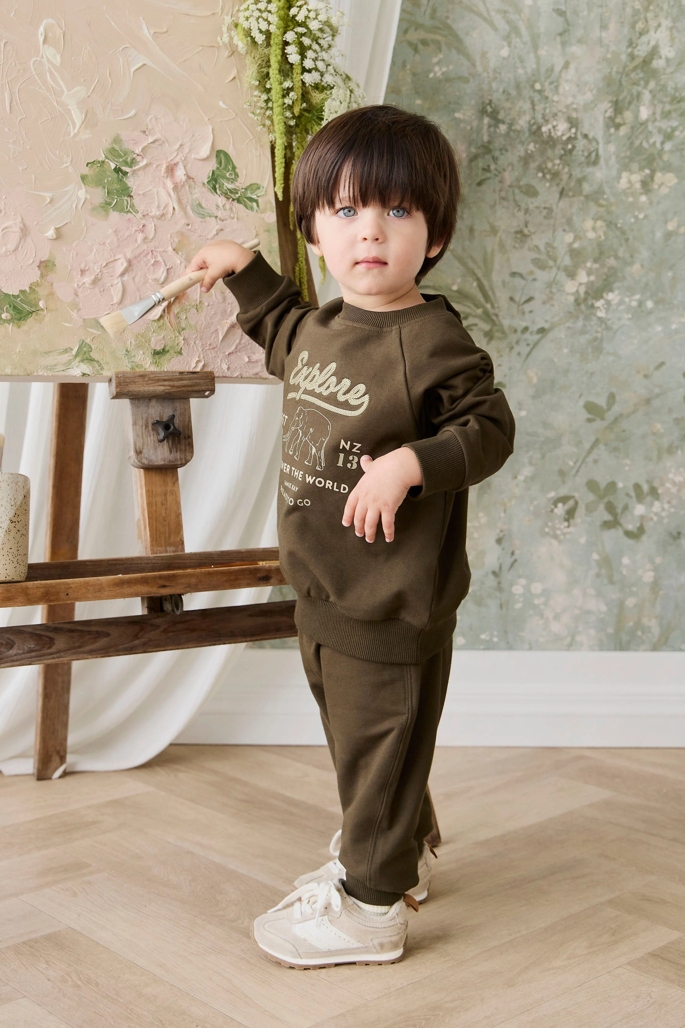 Organic Cotton Jalen Track Pant - Deep Olive - Image 5