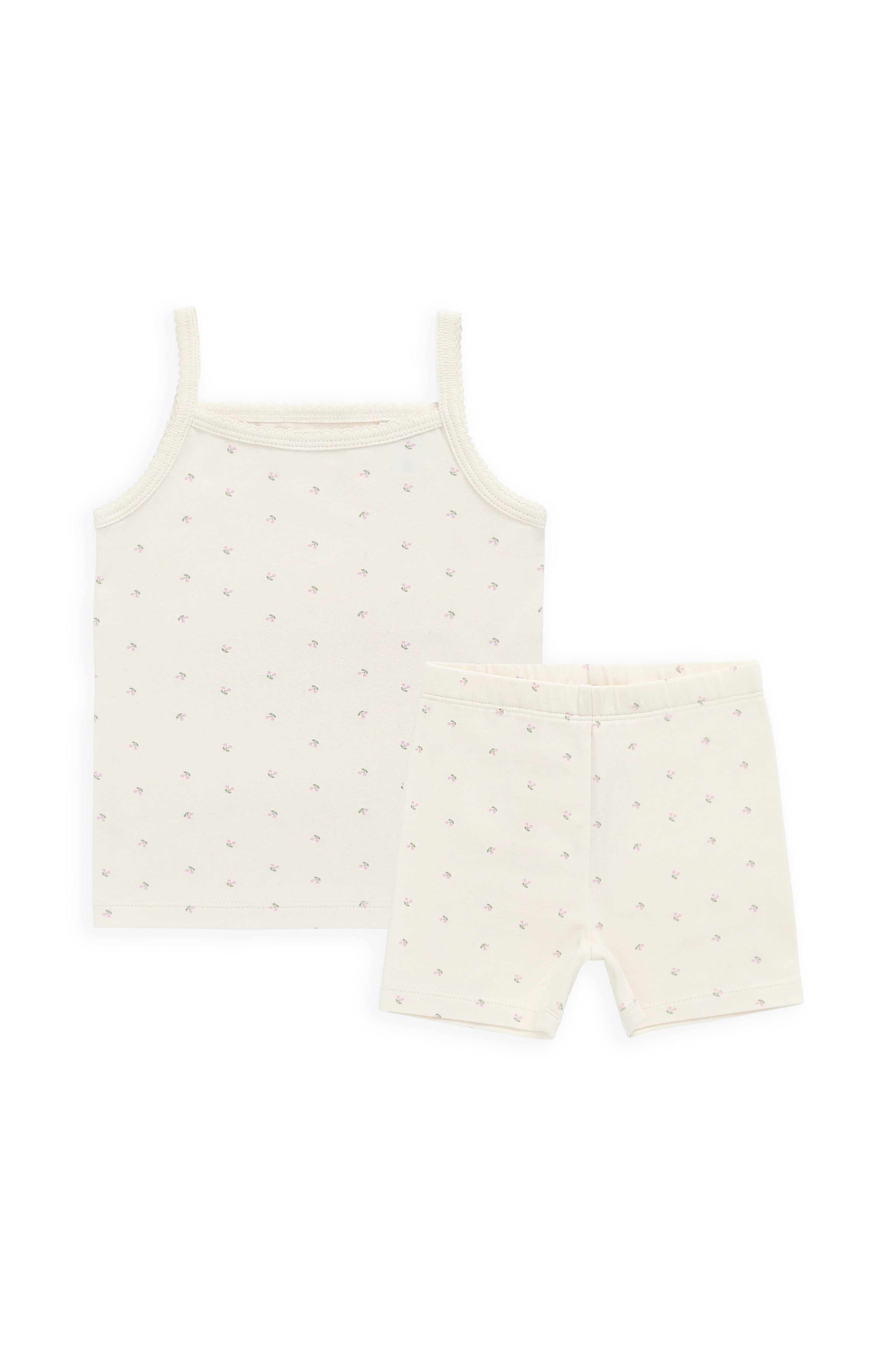 Organic Cotton Jolie Singlet Pyjama Set - Ditsy Cherries