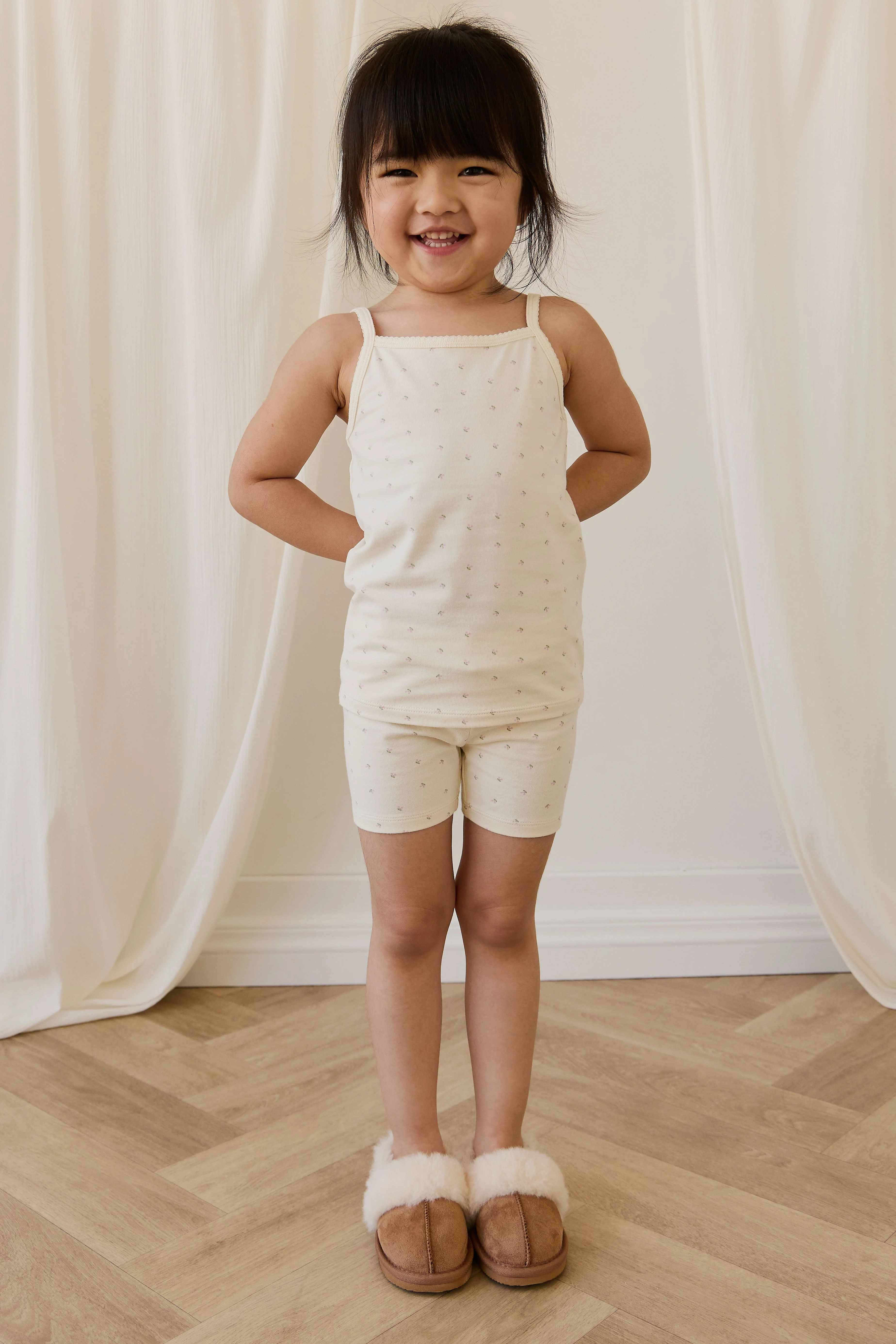 Organic Cotton Jolie Singlet Pyjama Set - Ditsy Cherries - Image 2