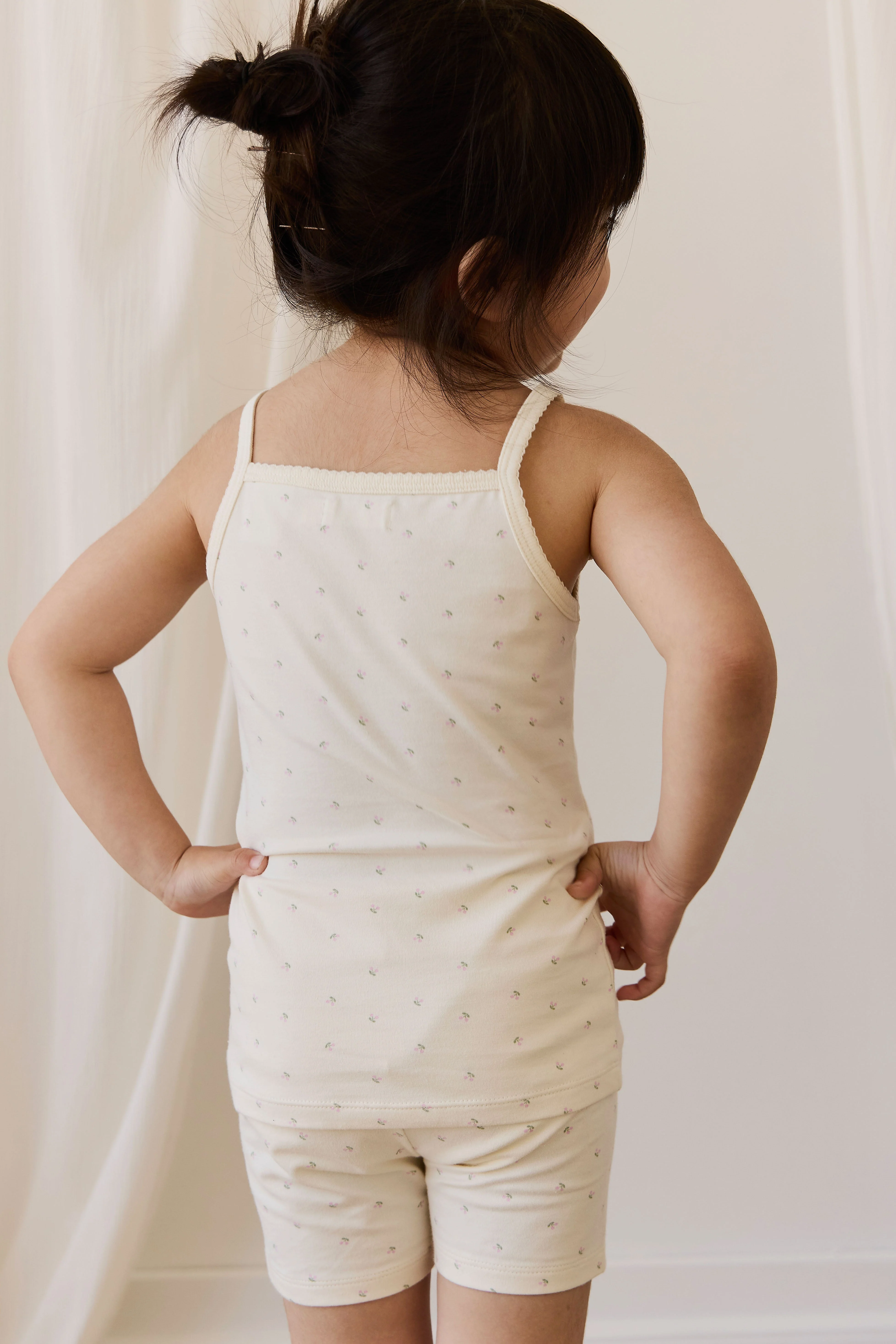 Organic Cotton Jolie Singlet Pyjama Set - Ditsy Cherries - Image 4