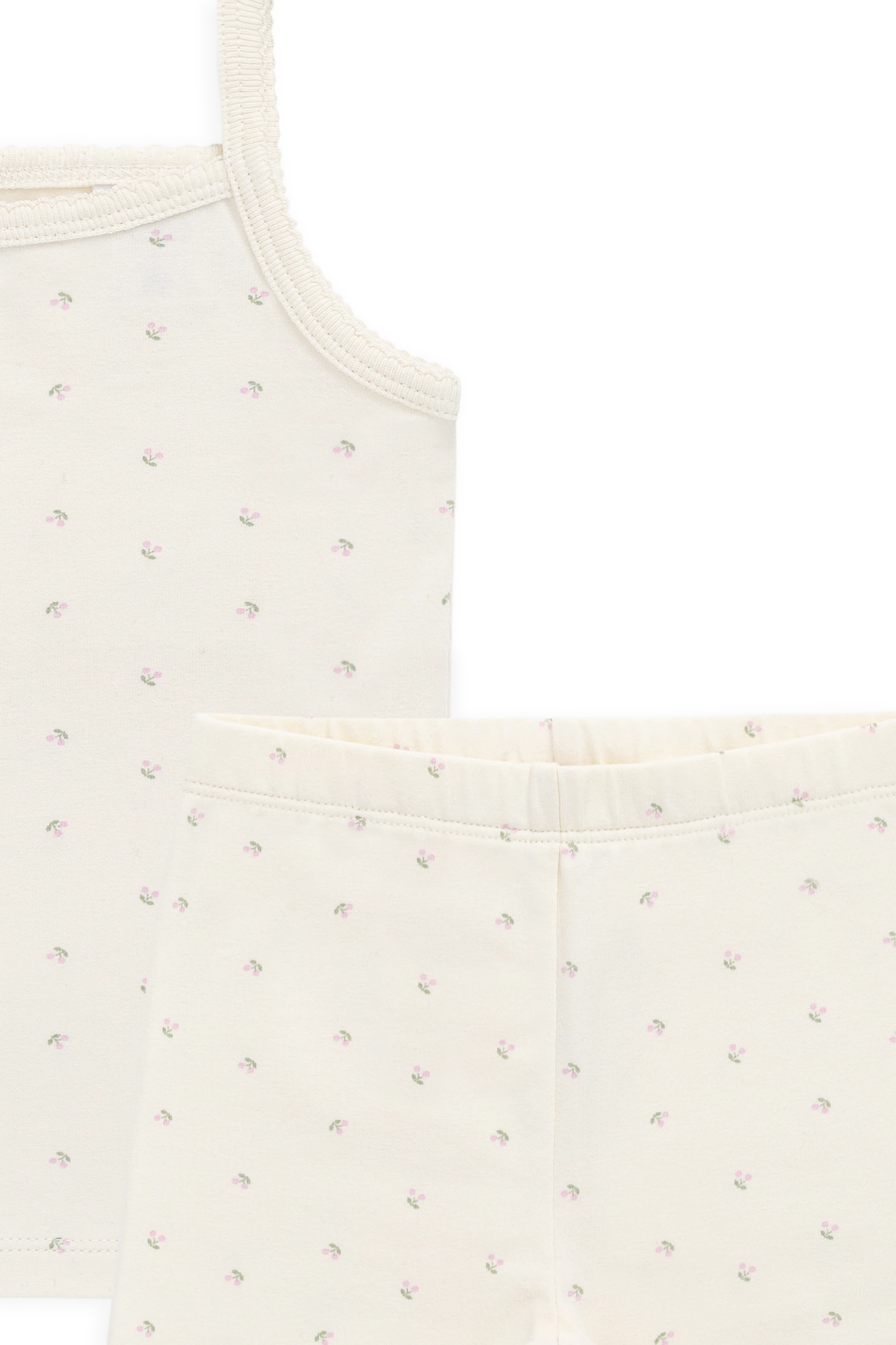 Organic Cotton Jolie Singlet Pyjama Set - Ditsy Cherries - Image 5
