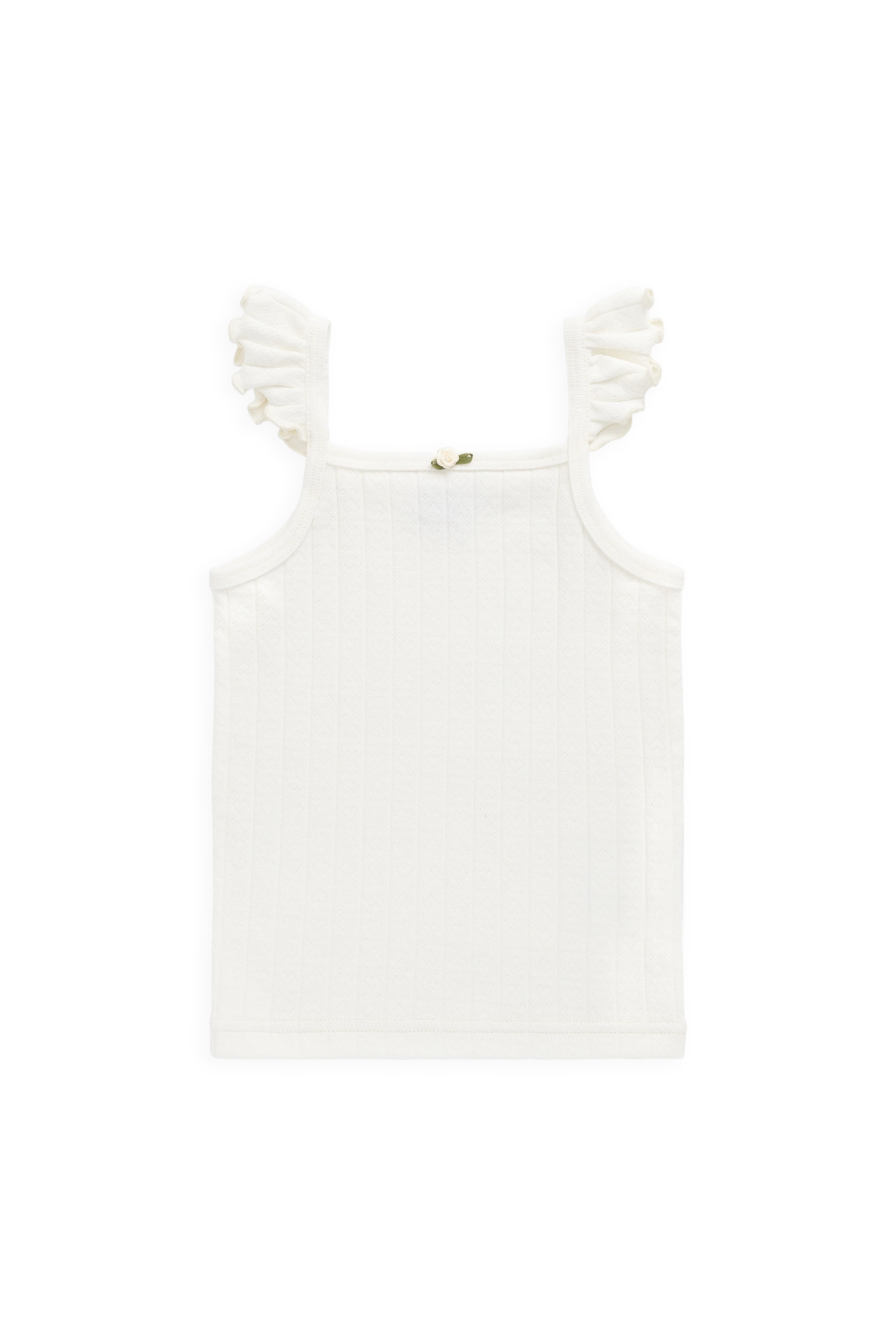Organic Cotton Josephine Singlet - Sweet Heart Pointelle Parchment - Image 2
