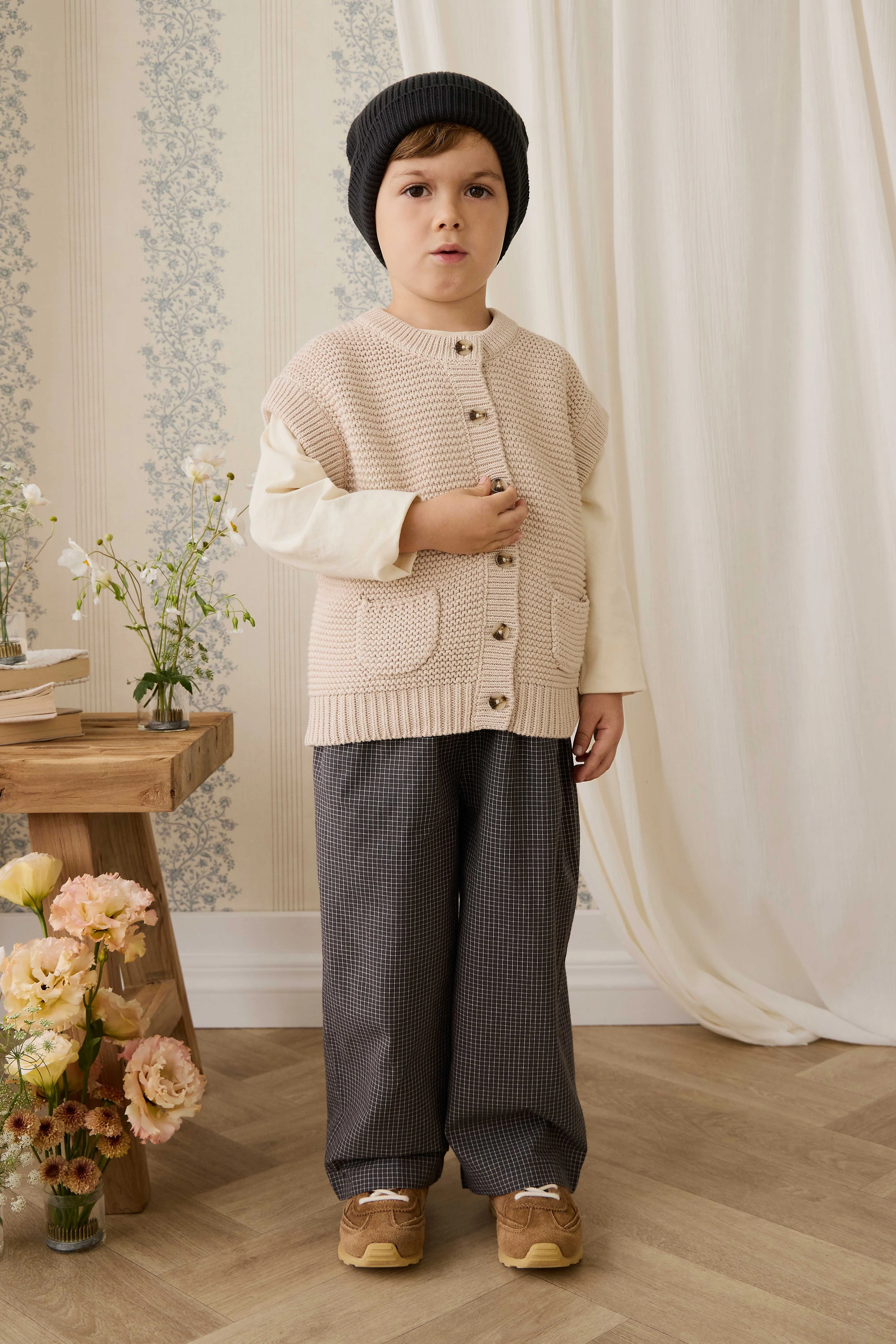 Organic Cotton Kenji Pant - Basalt Grid - Image 3