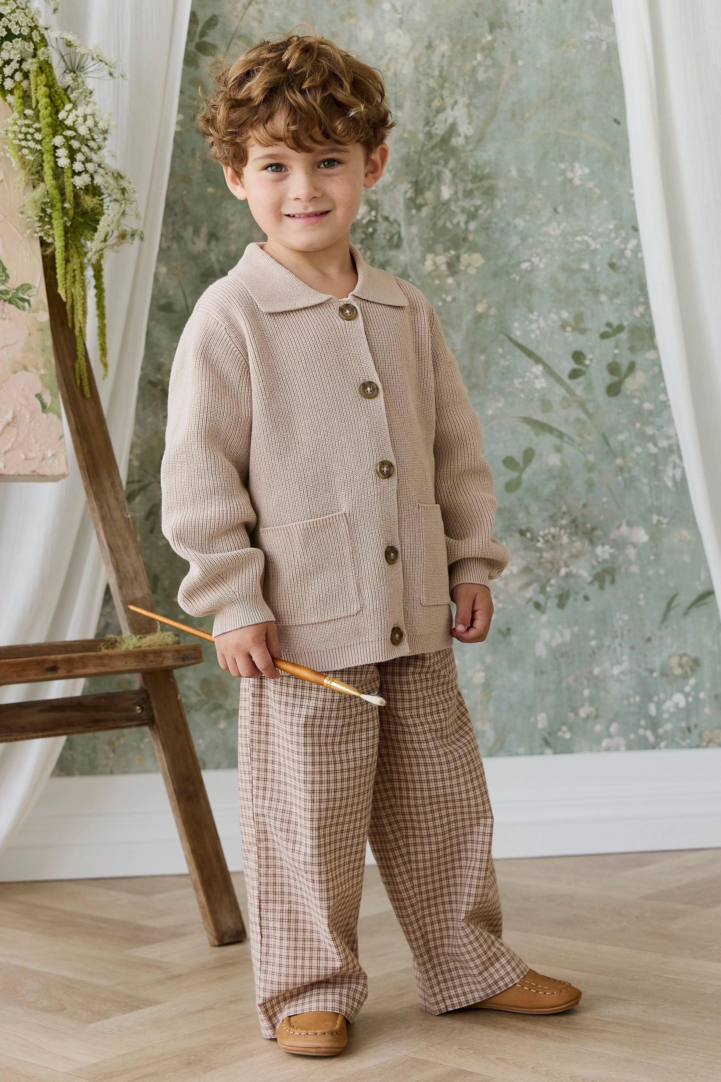 Organic Cotton Kenji Pant - Cabin Check Cocoa - Image 3