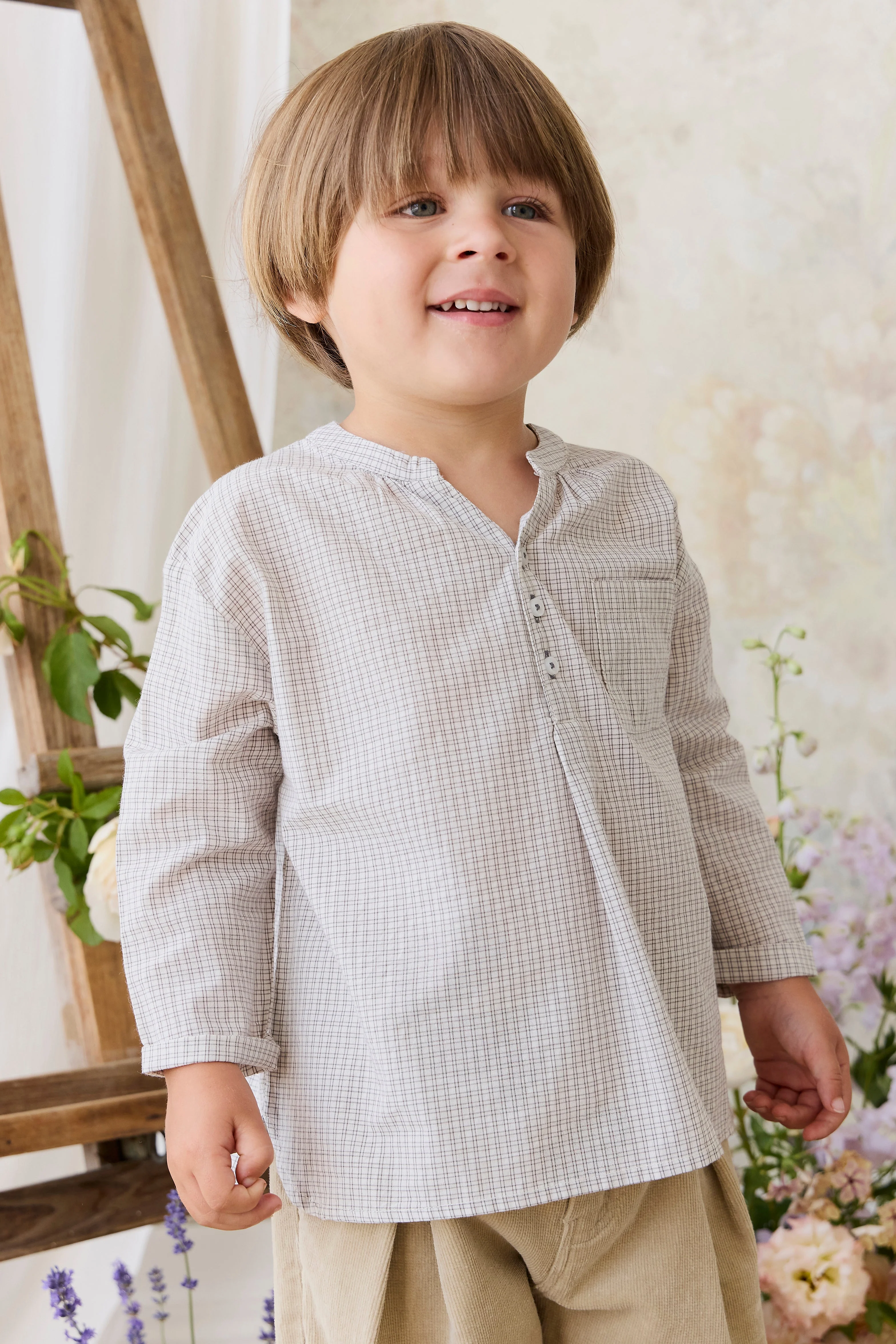 Organic Cotton Kenji Top - Cloud check