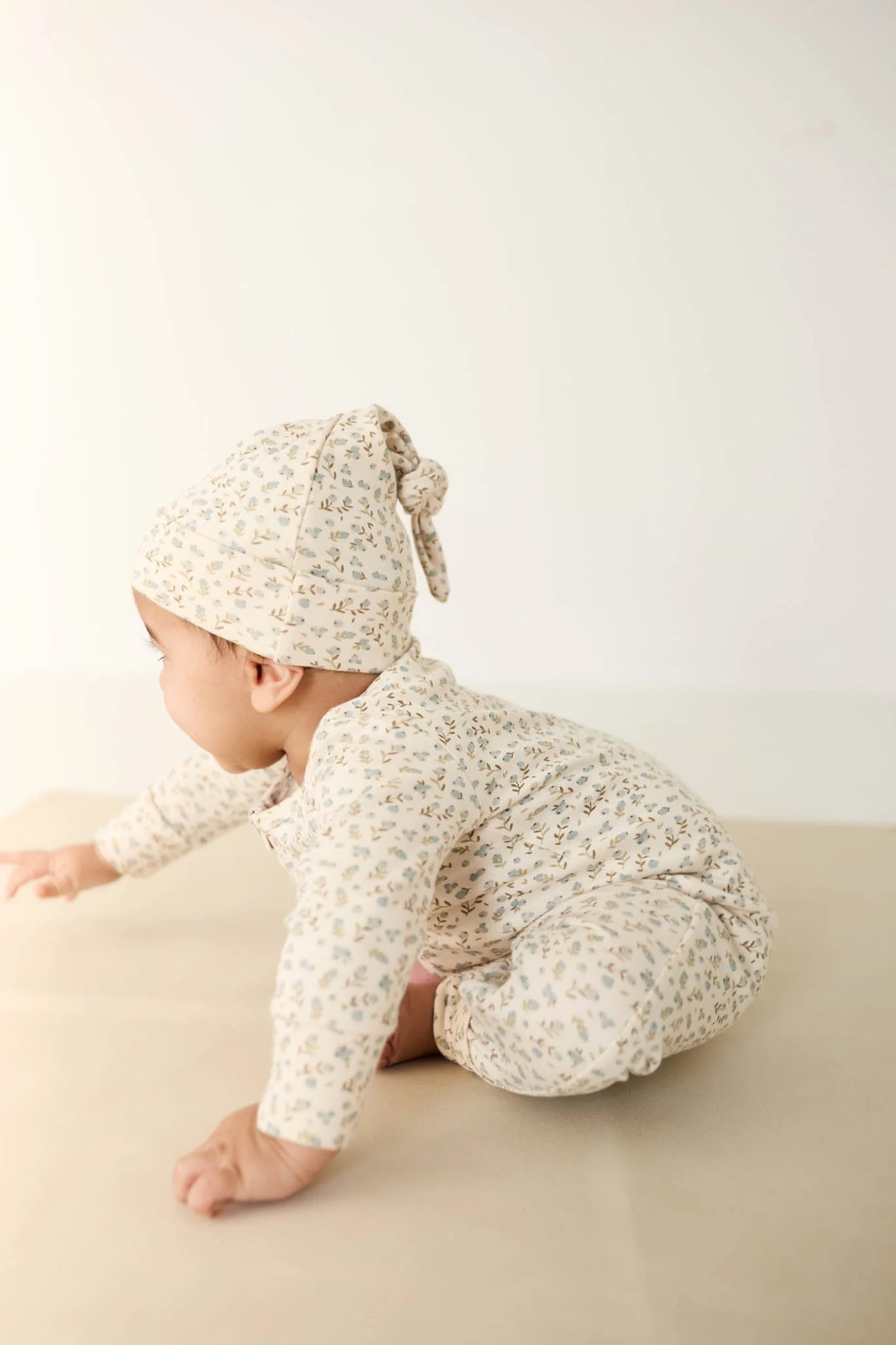 Organic Cotton Knot Beanie - Blueberry Ditsy - Image 3