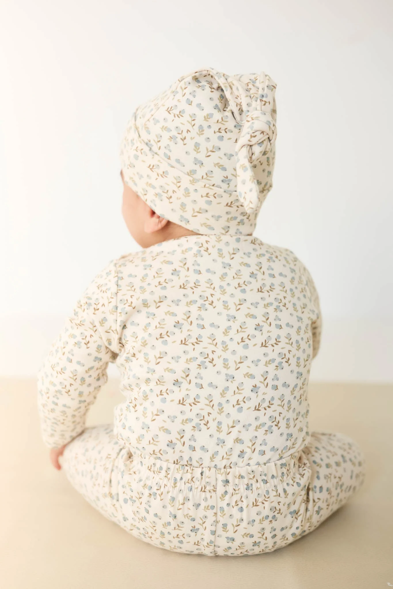Organic Cotton Knot Beanie - Blueberry Ditsy - Image 4
