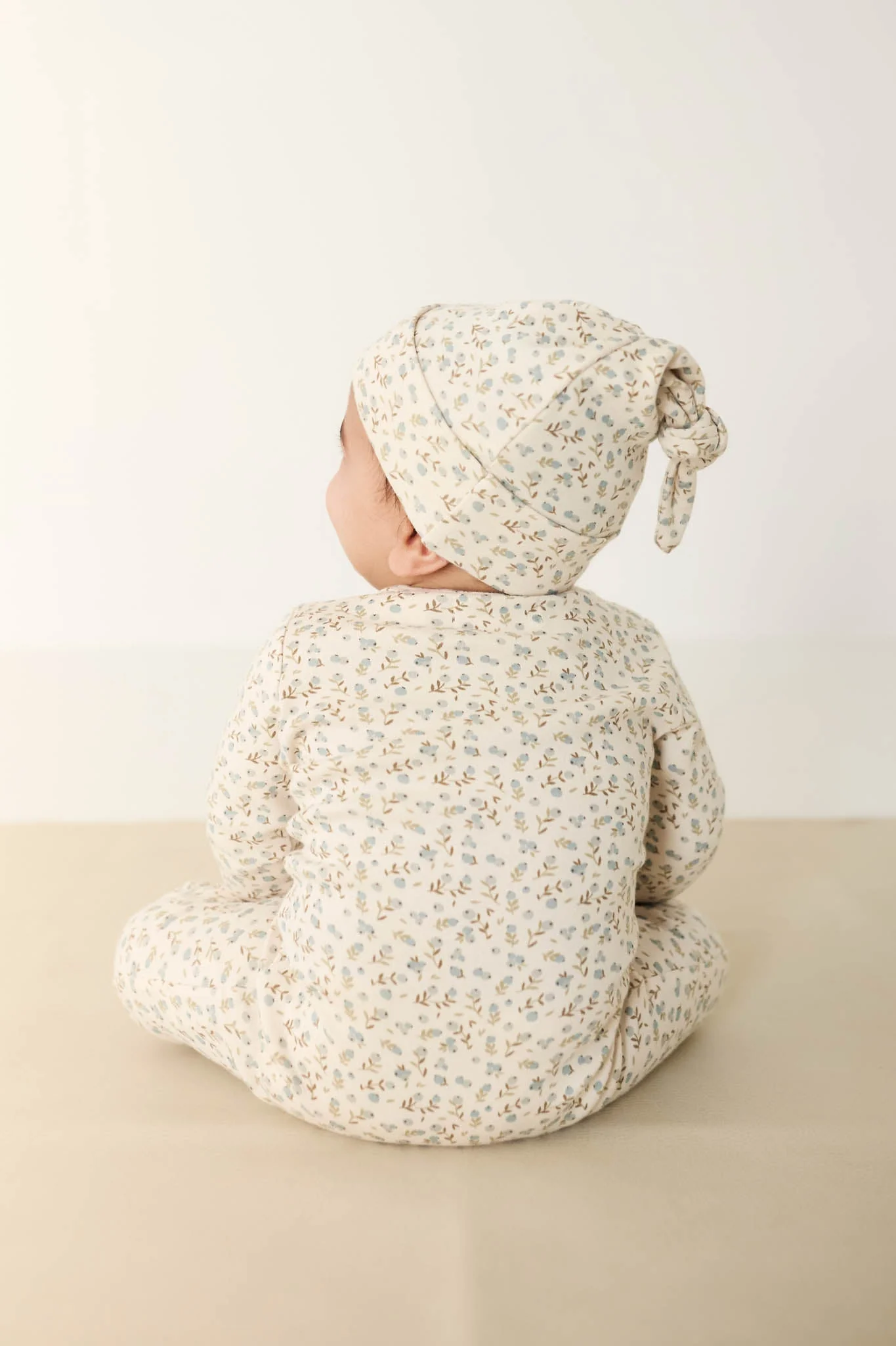 Organic Cotton Knot Beanie - Blueberry Ditsy - Image 5