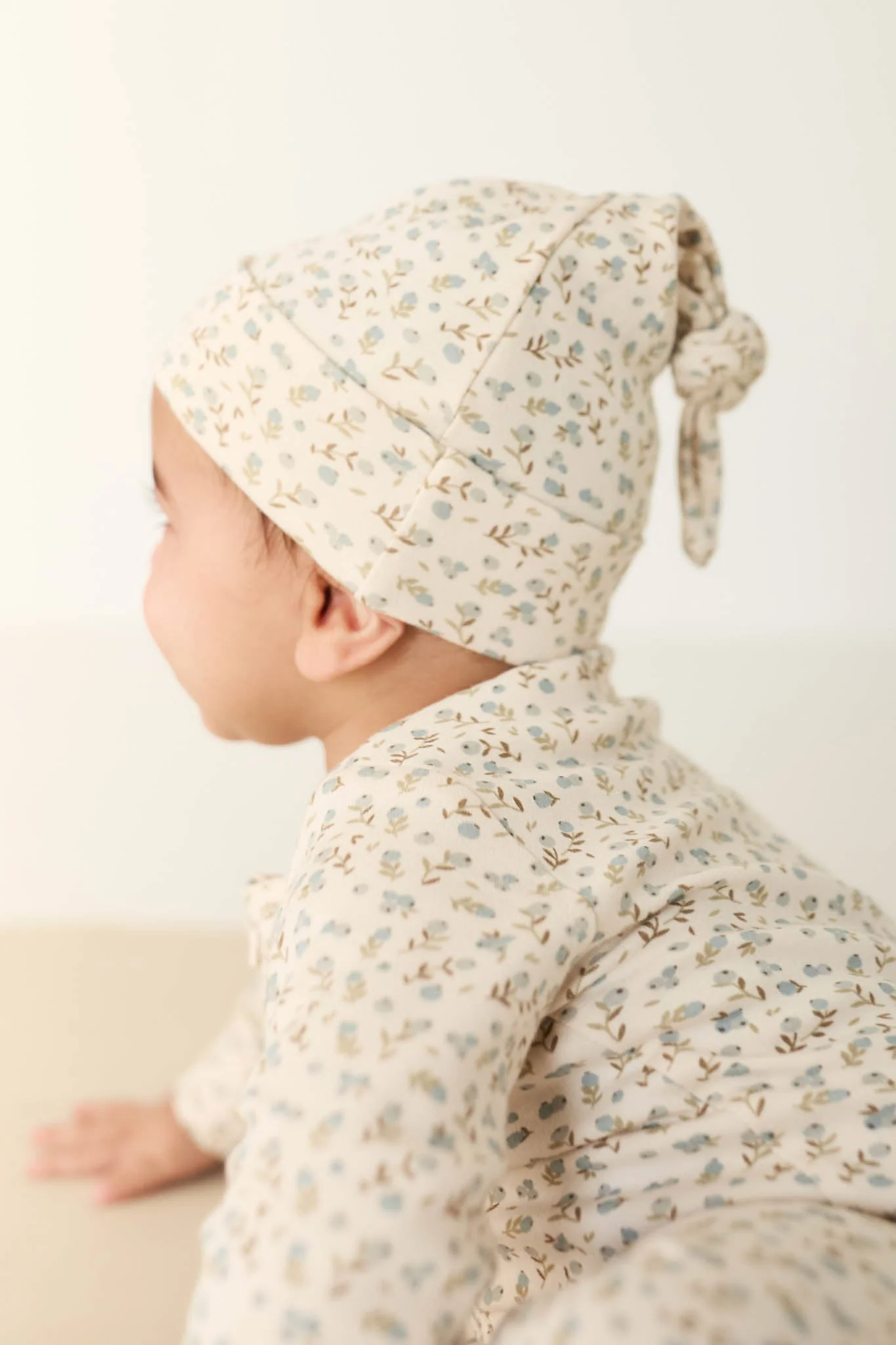 Organic Cotton Knot Beanie - Blueberry Ditsy - Image 6
