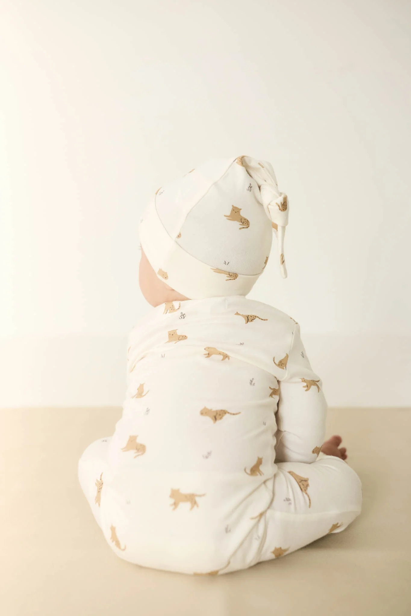 Organic Cotton Knot Beanie - Lenny Leopard Cloud - Image 3