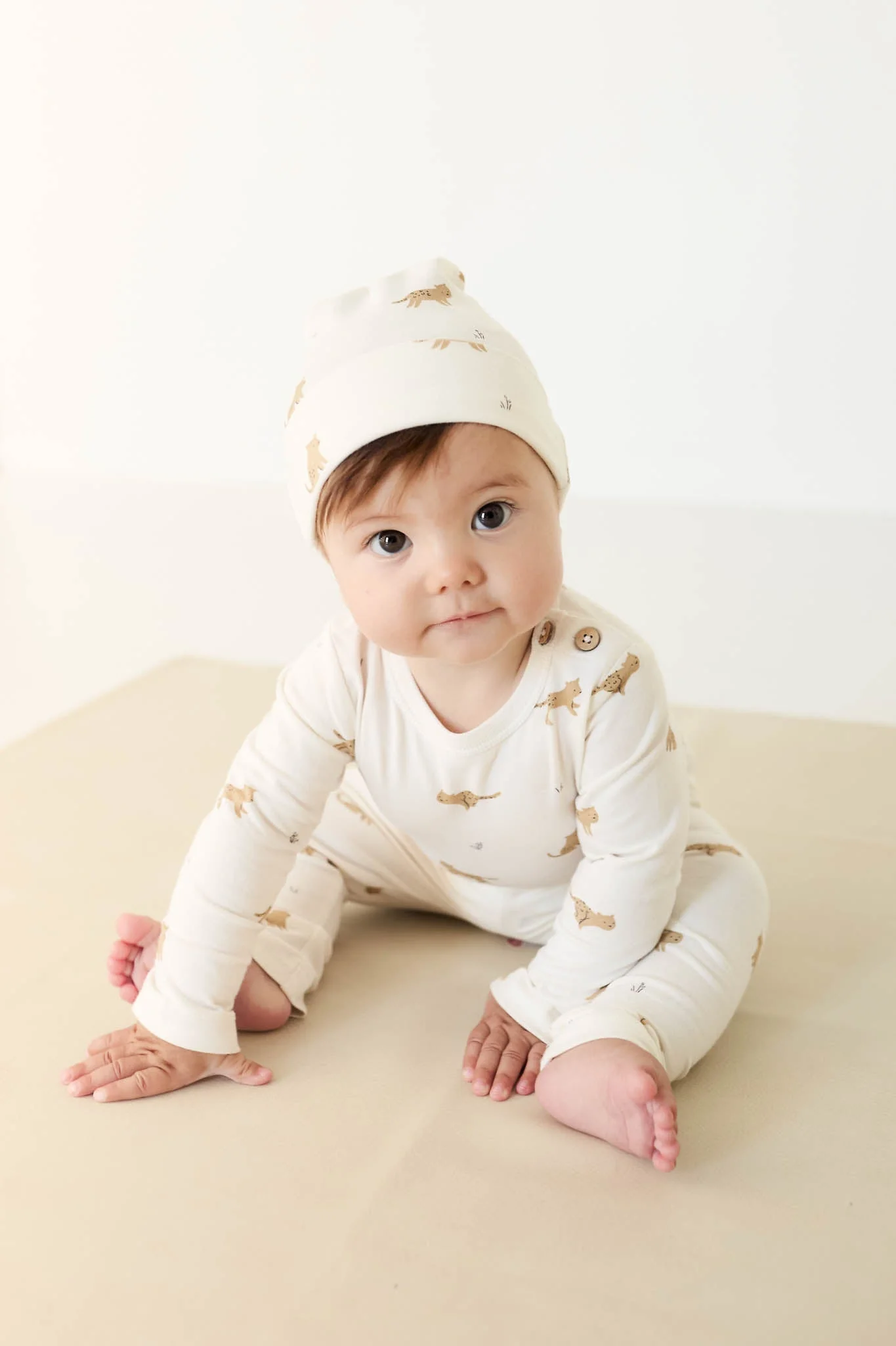 Organic Cotton Knot Beanie - Lenny Leopard Cloud - Image 4
