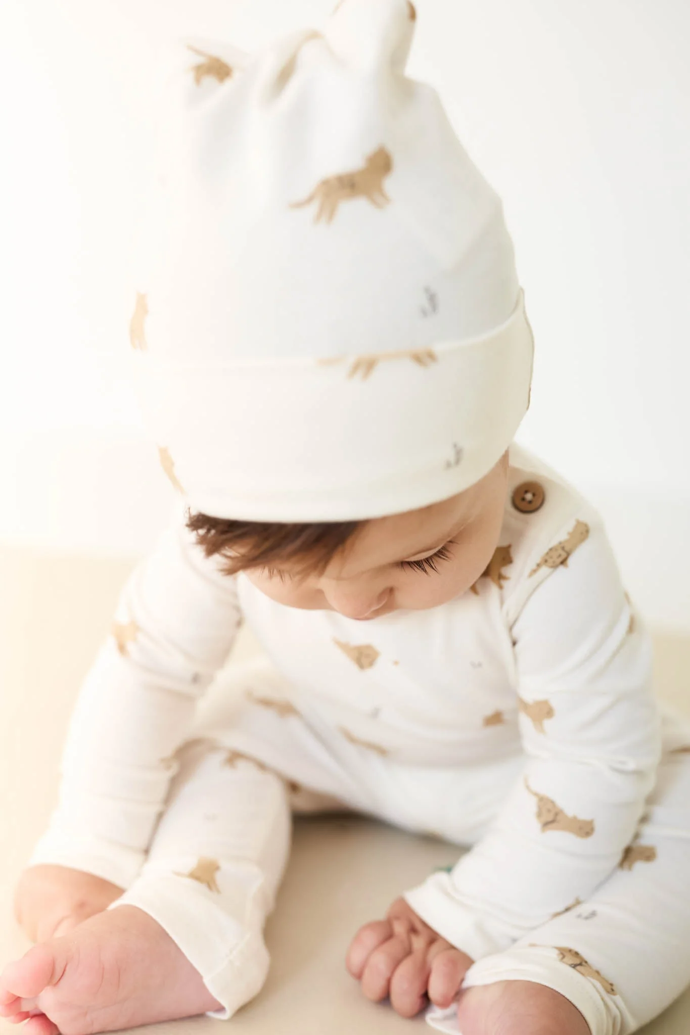 Organic Cotton Knot Beanie - Lenny Leopard Cloud - Image 6