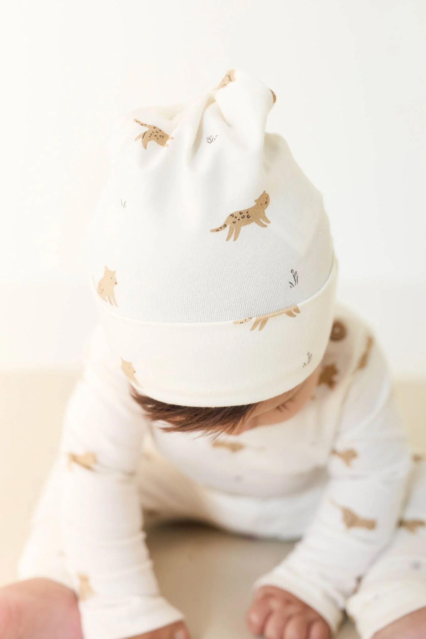 Organic Cotton Knot Beanie - Lenny Leopard Cloud - Image 9