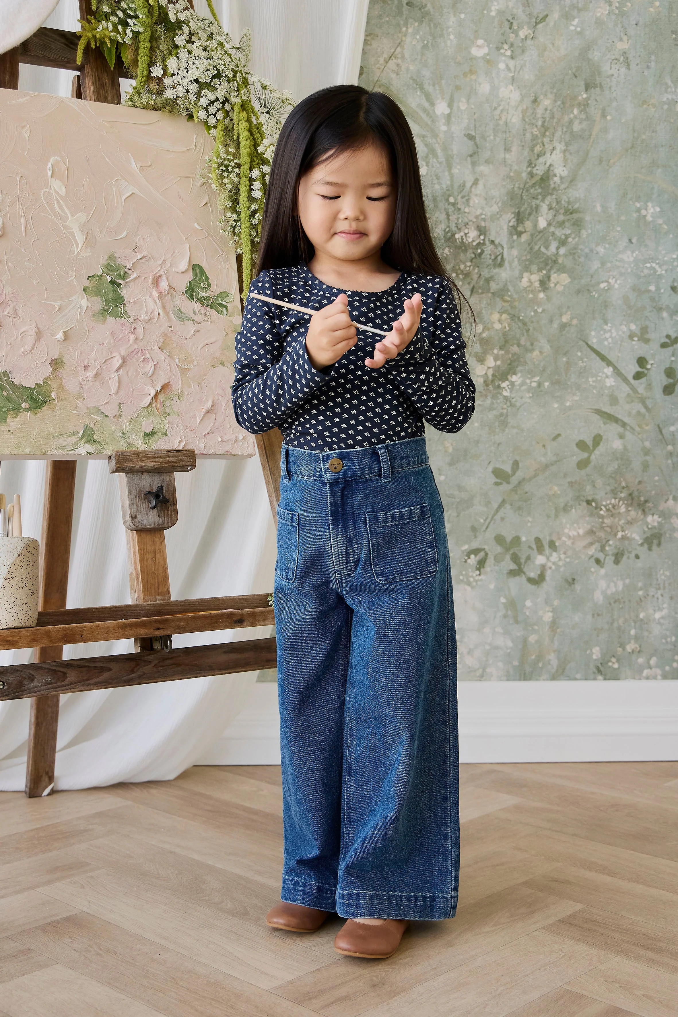 Organic Cotton Long Sleeve Top - Lisa Petite Indigo - Image 3