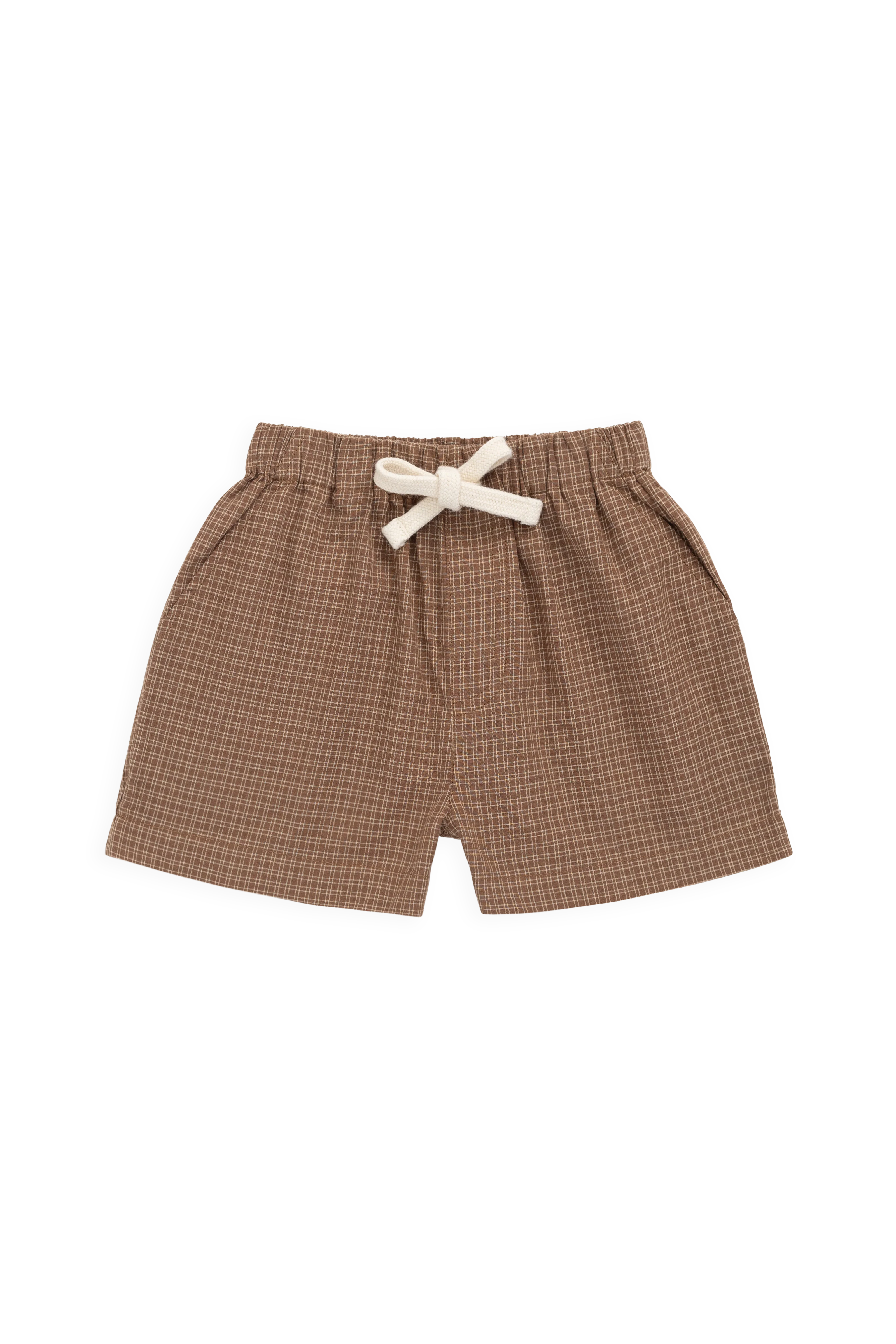 Organic Cotton Louis Short - Double Windowpane Check Oud/Hay - Image 2