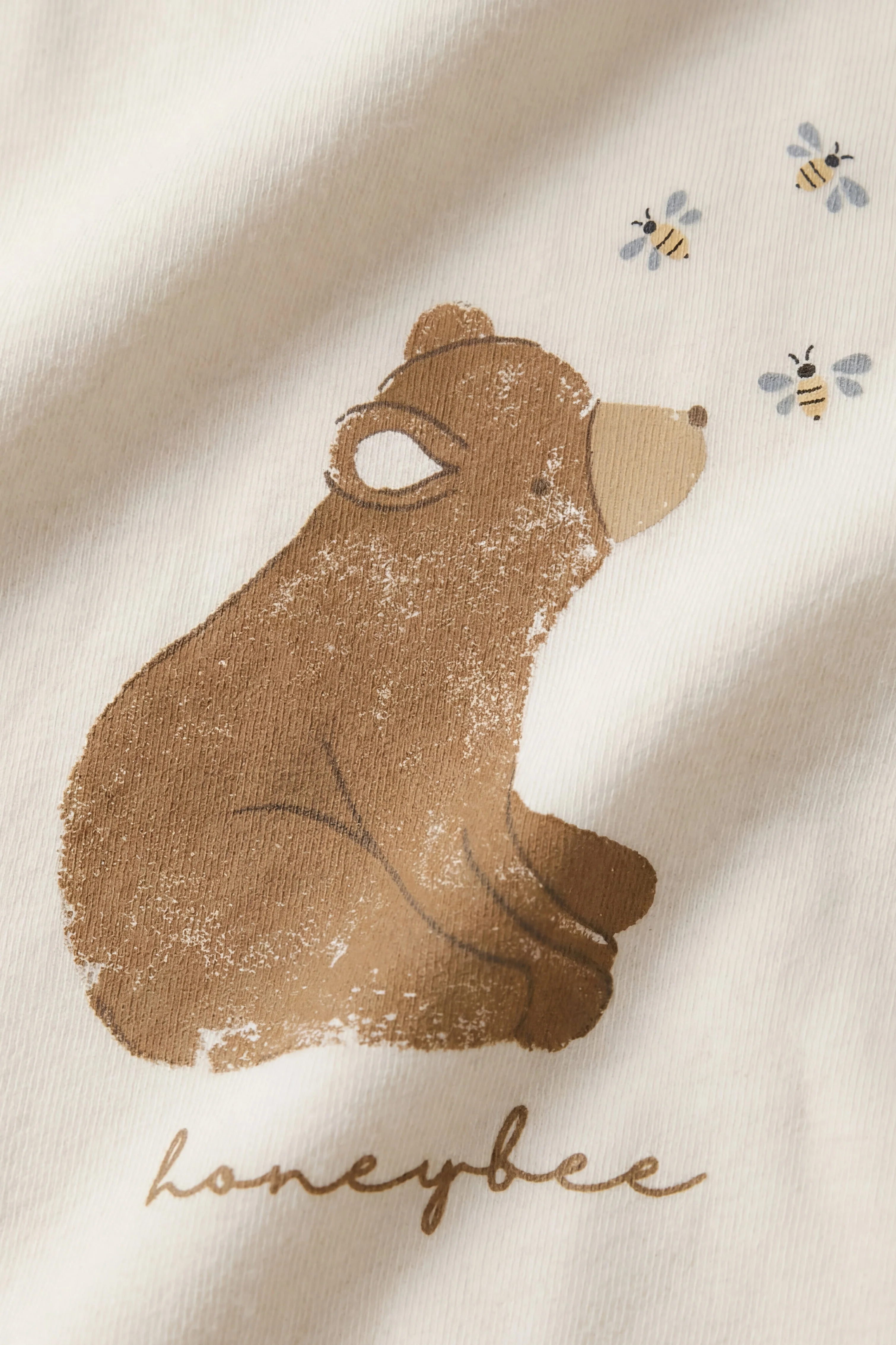 Organic Cotton Marshall Long Sleeve Top - Cloud Honeybee Bear - Image 3