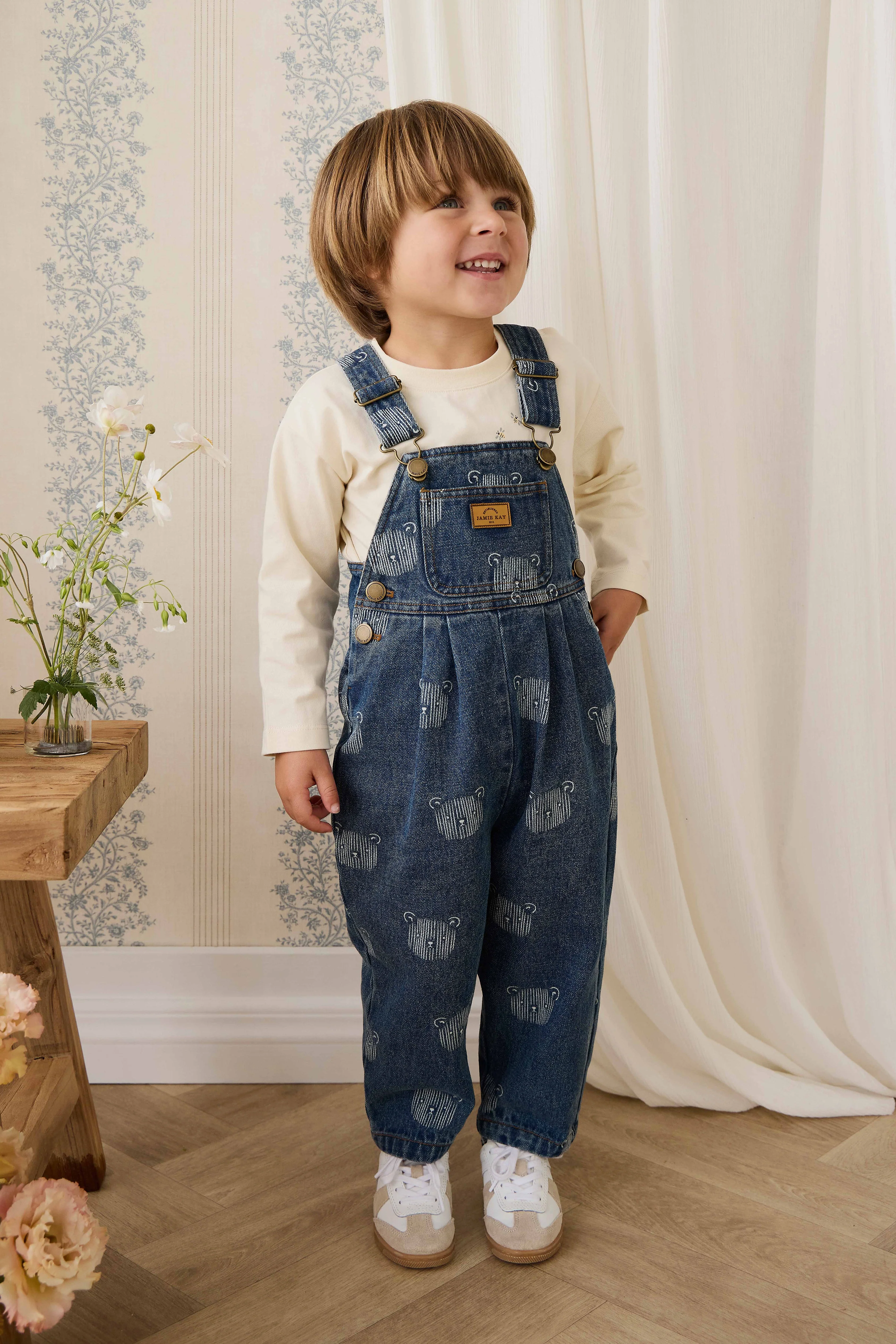Organic Cotton Marshall Long Sleeve Top - Cloud Honeybee Bear - Image 4