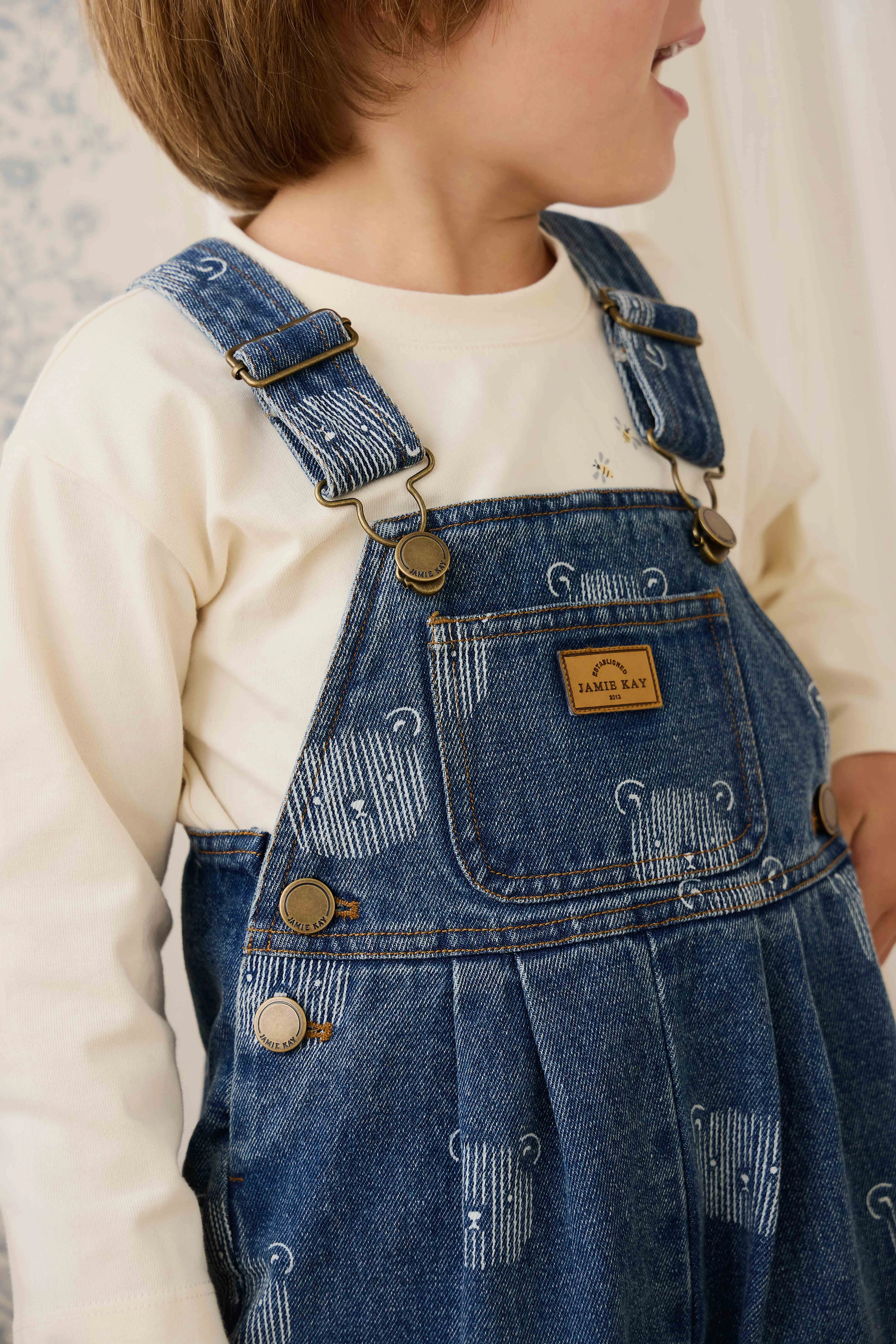 Organic Cotton Marshall Long Sleeve Top - Cloud Honeybee Bear - Image 5