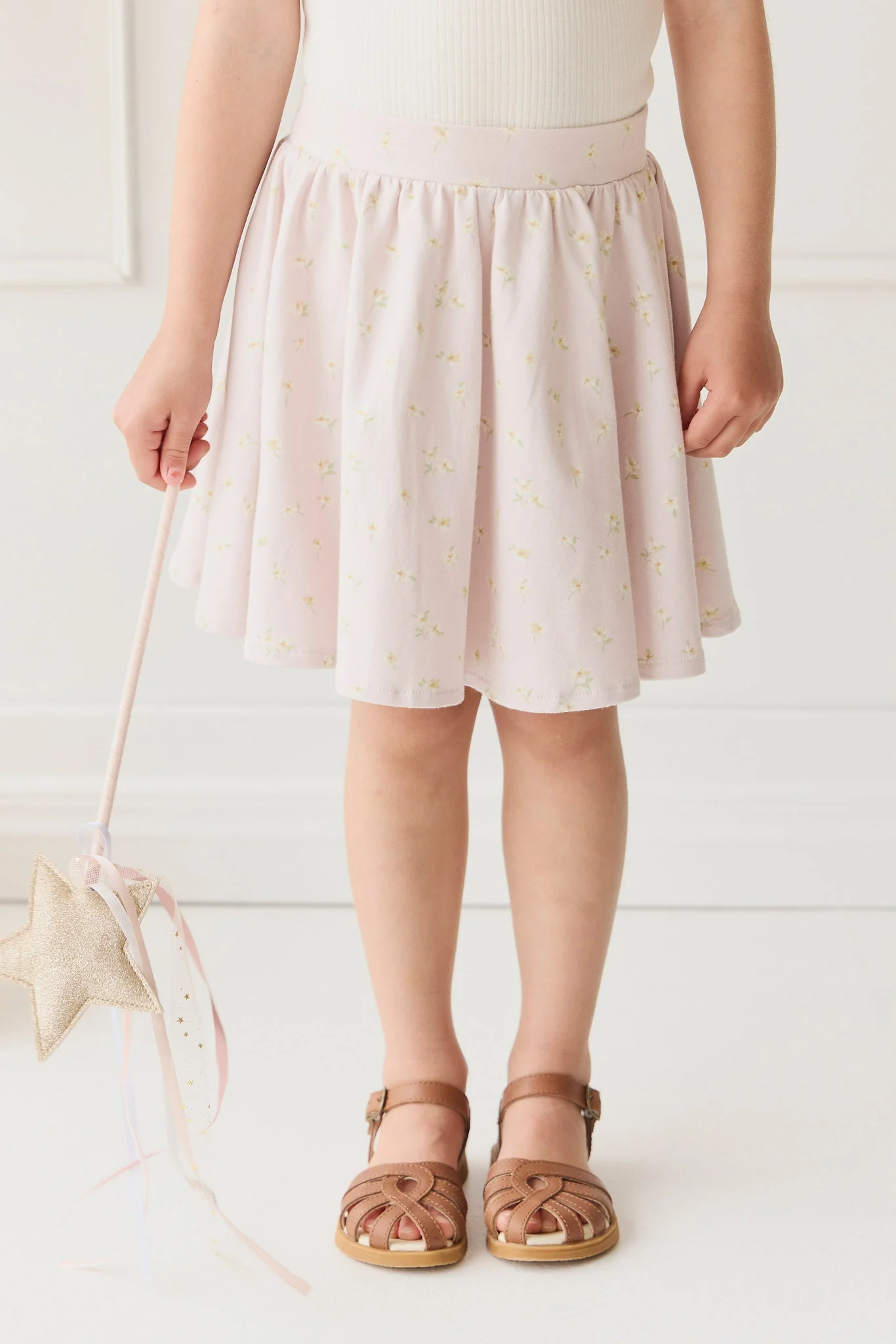 Organic Cotton Meadow Skirt - Simple Flowers Lilac - Image 3