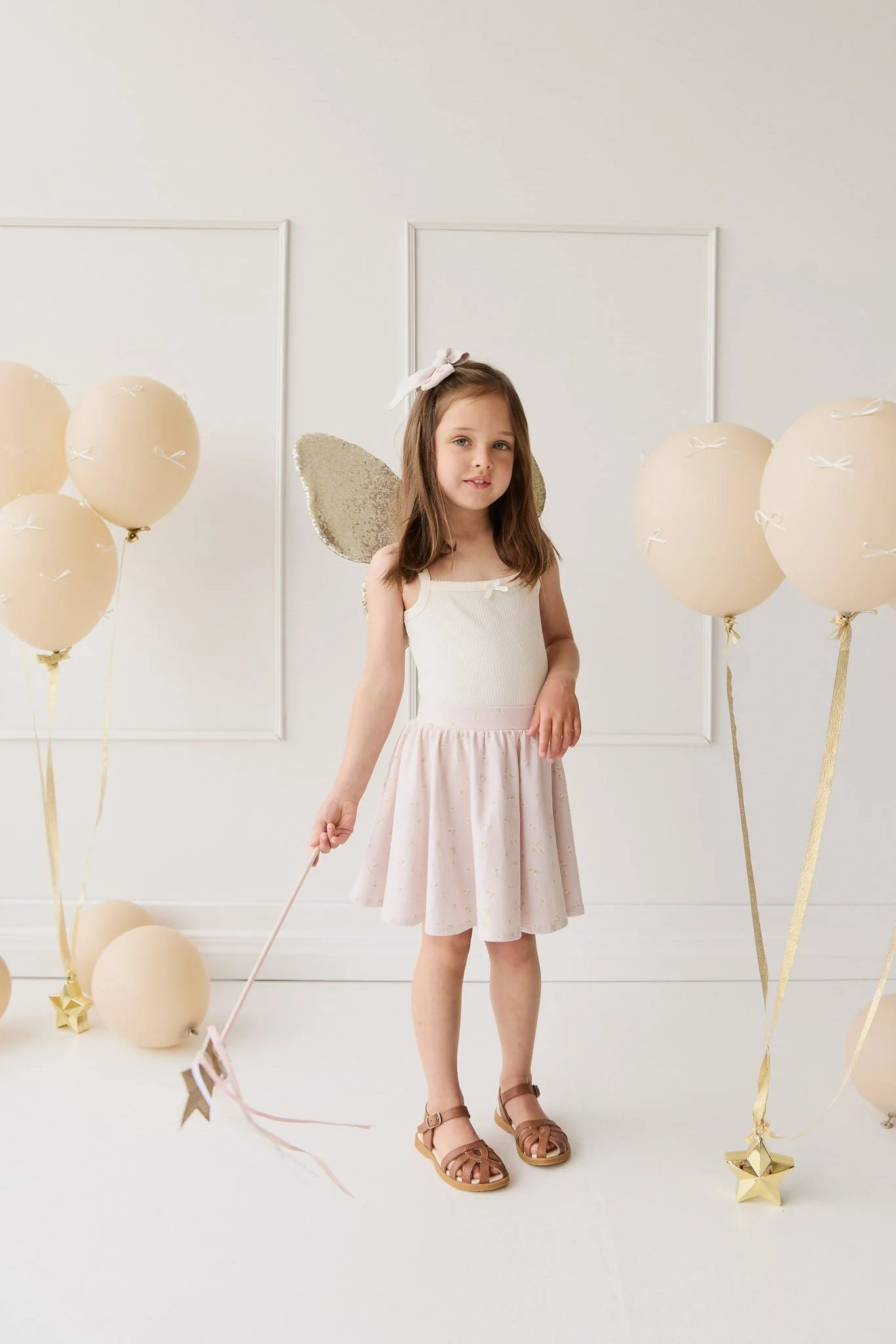 Organic Cotton Meadow Skirt - Simple Flowers Lilac - Image 4