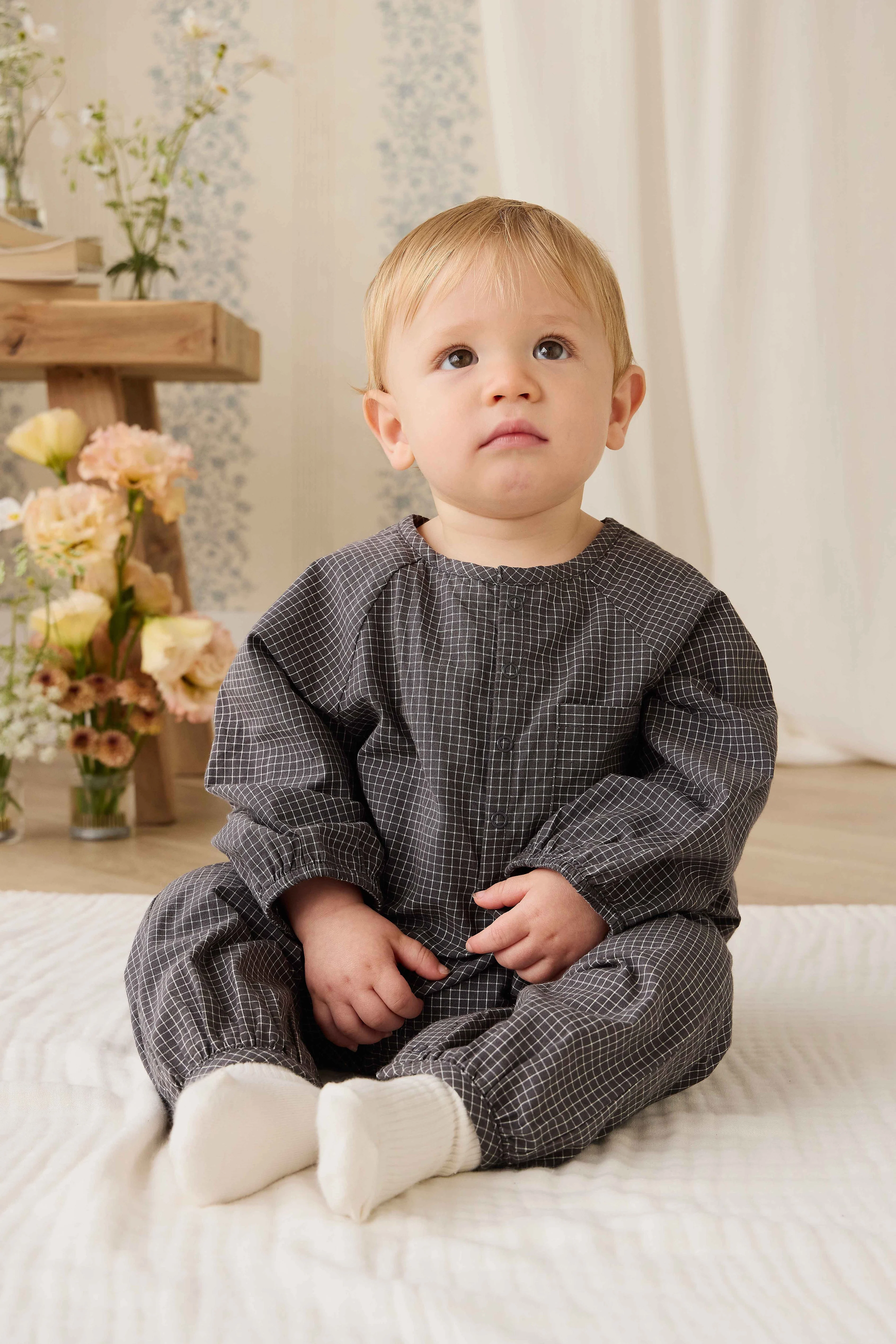 Organic Cotton Milton Onepiece - Basalt Grid