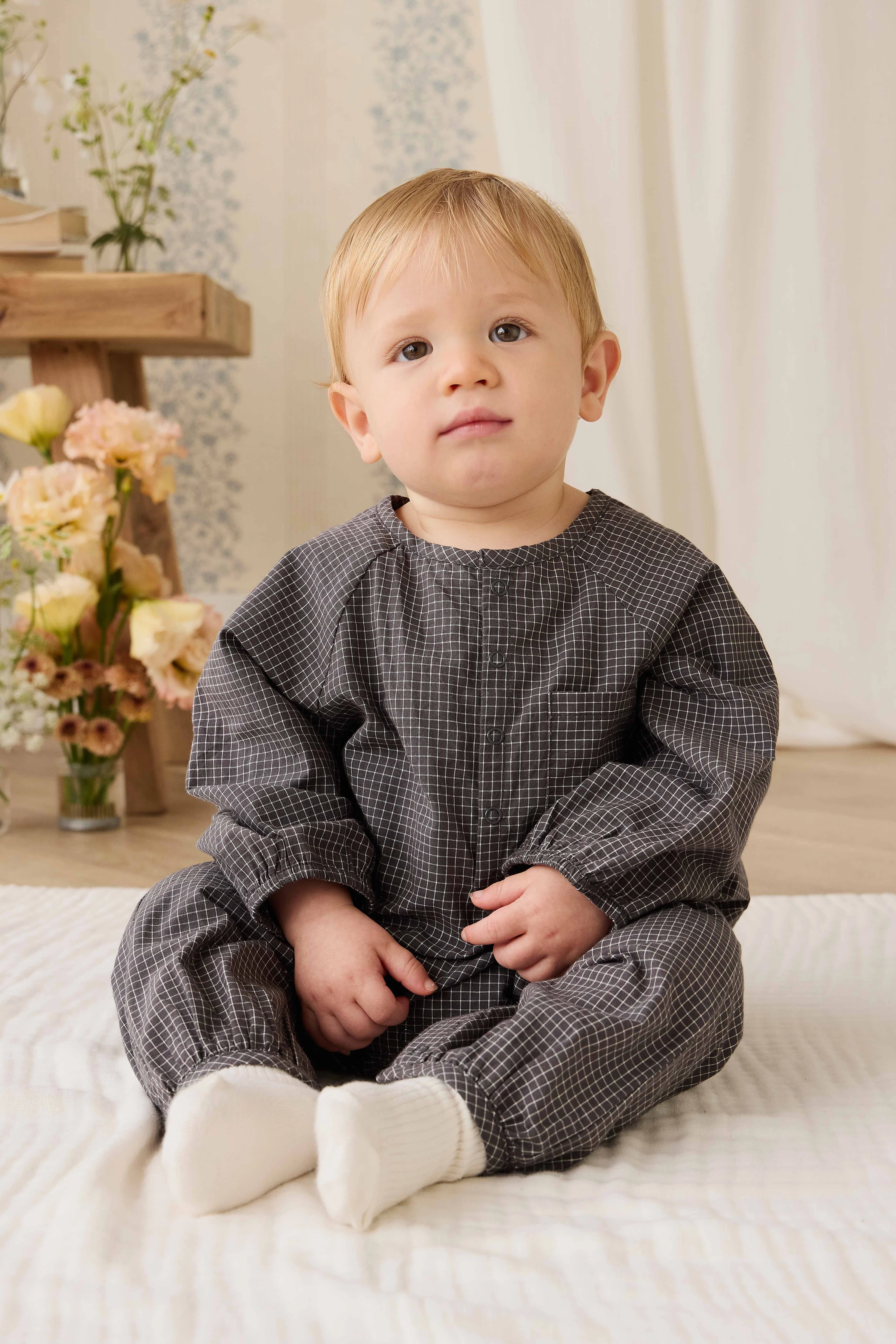 Organic Cotton Milton Onepiece - Basalt Grid - Image 4