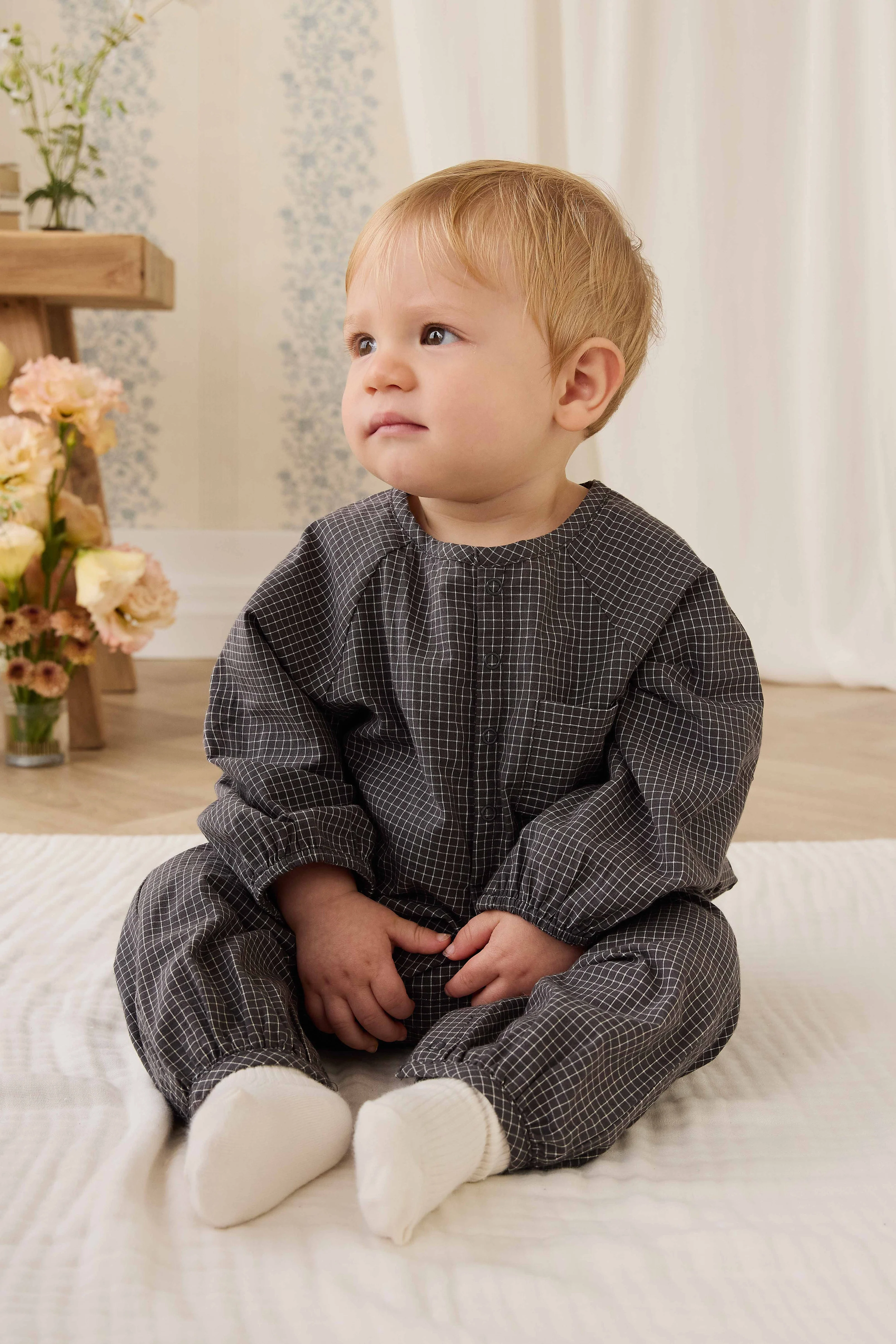 Organic Cotton Milton Onepiece - Basalt Grid - Image 6