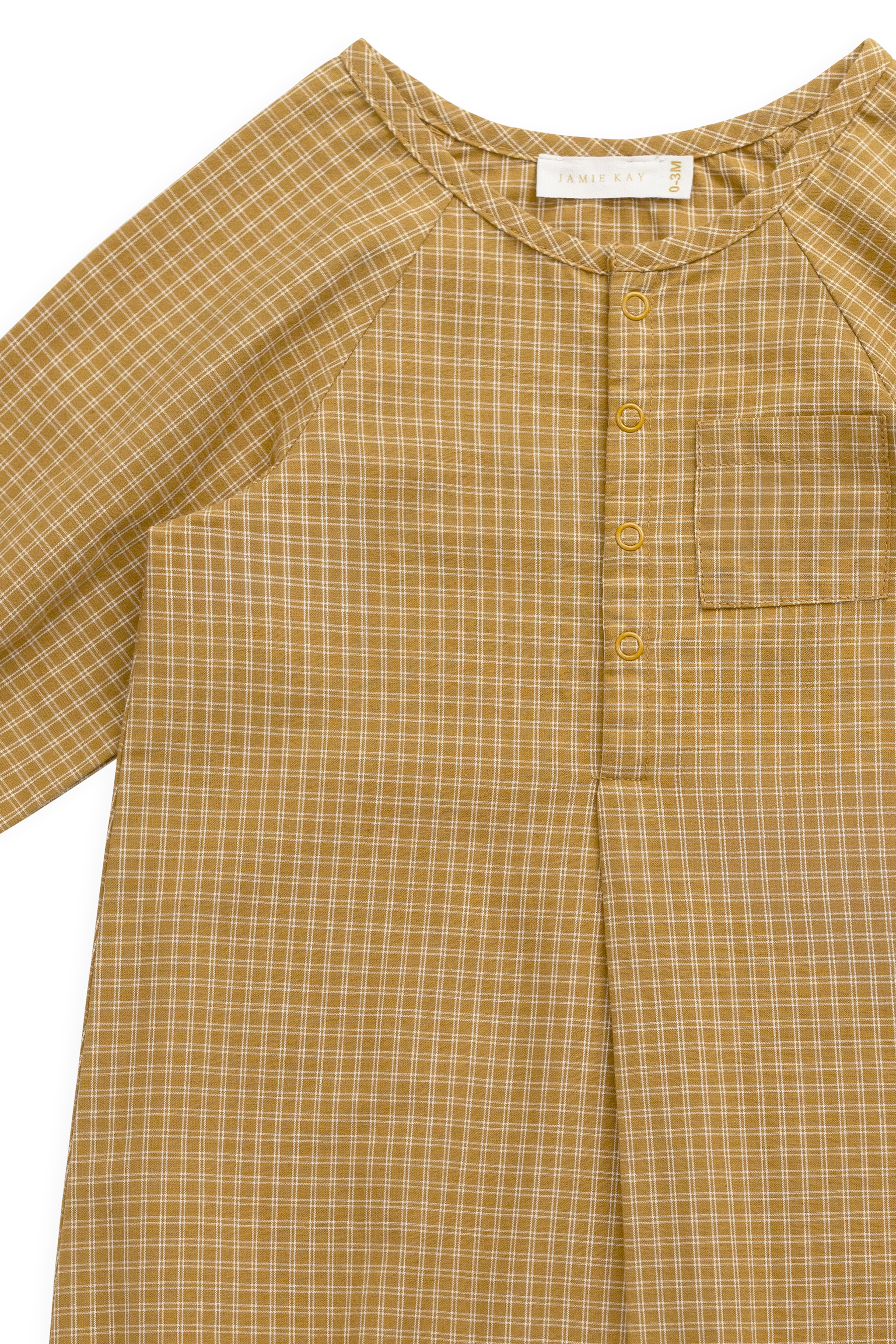 Organic Cotton Milton Onepiece - Windowpane Check Buckwheat - Image 7