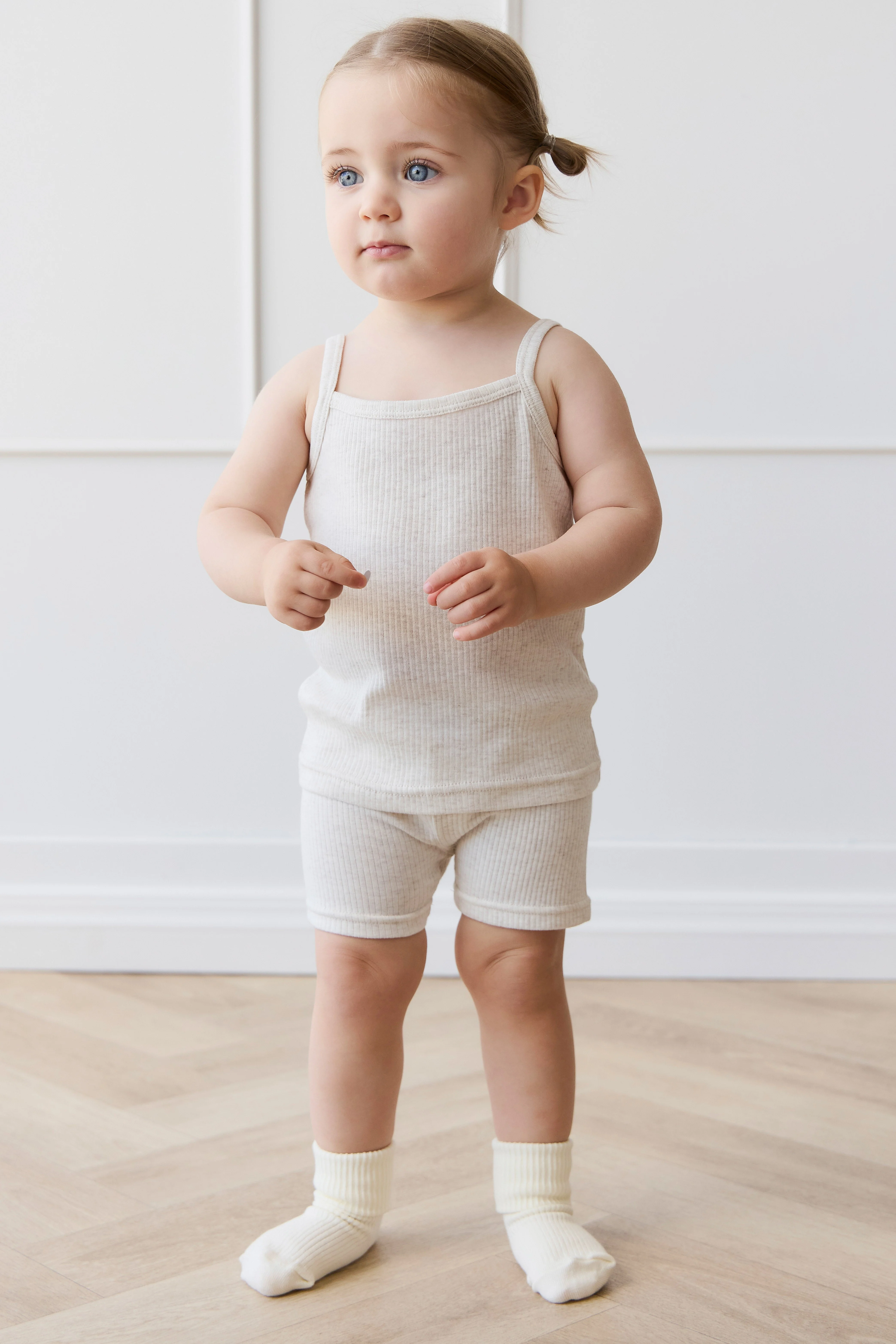 Organic Cotton Modal Elisa Bike Short - Oatmeal Marle - Image 3