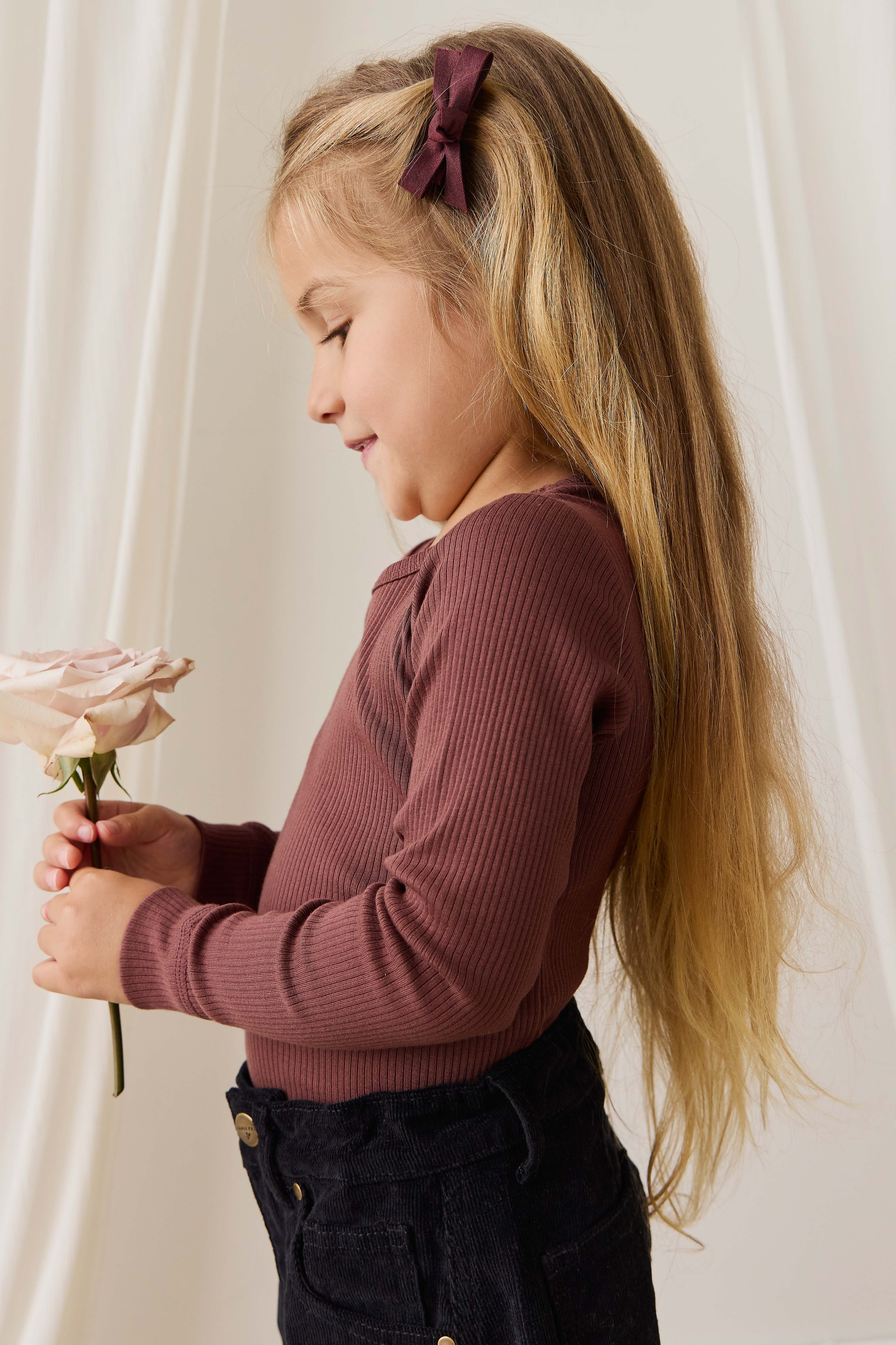 Organic Cotton Modal Marina Long Sleeve Top - Burnt Cinnamon - Image 3