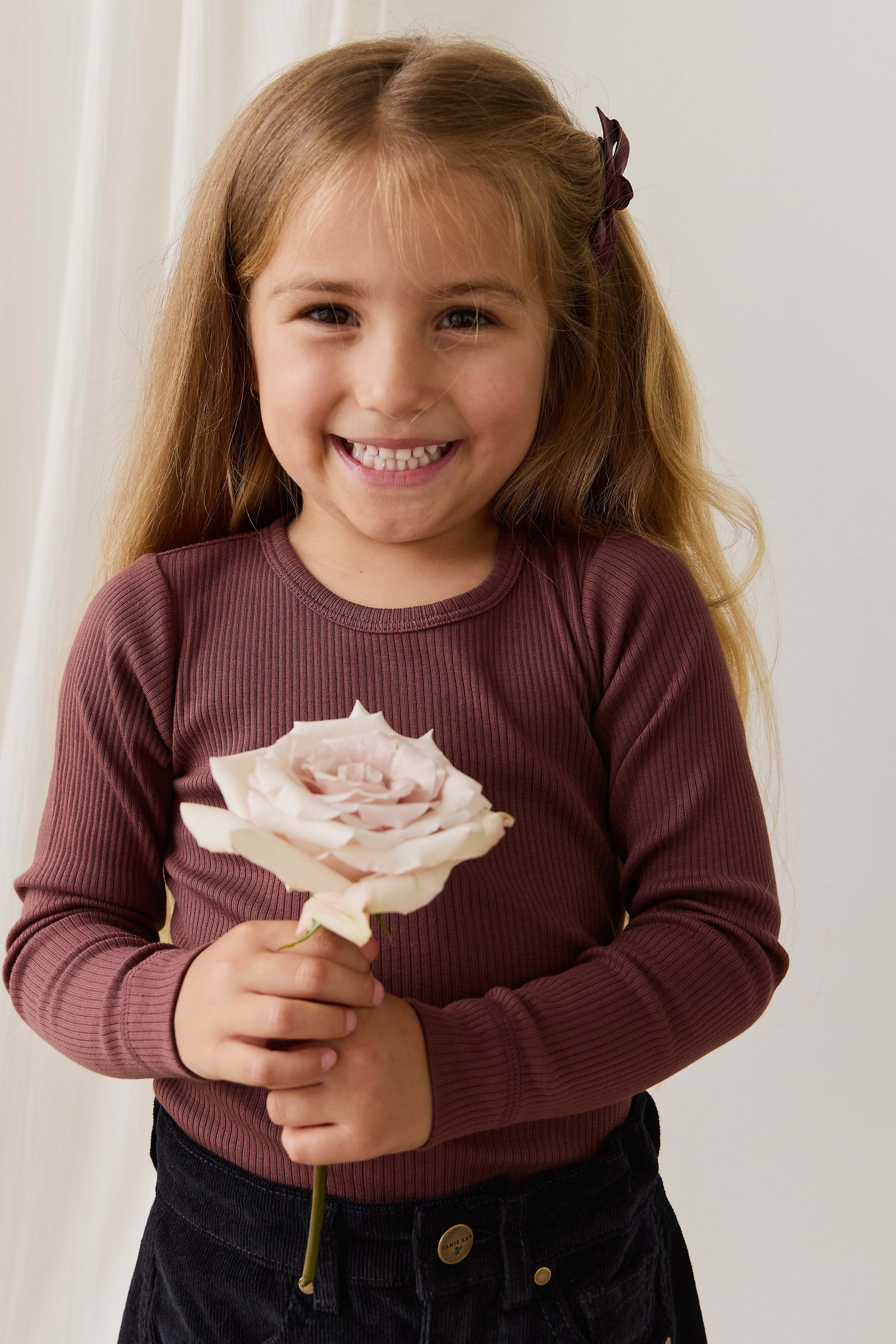 Organic Cotton Modal Marina Long Sleeve Top - Burnt Cinnamon - Image 4