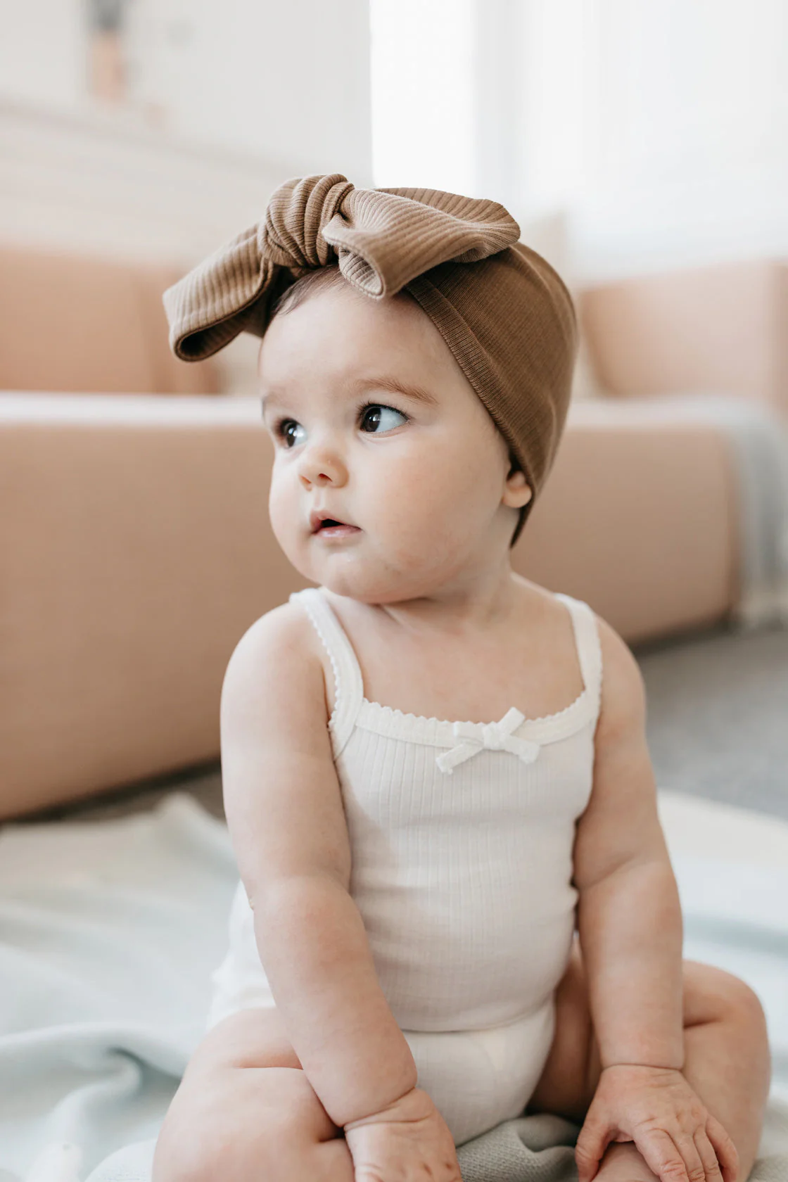 Organic Cotton Modal Singlet Bodysuit - Milk - Image 9