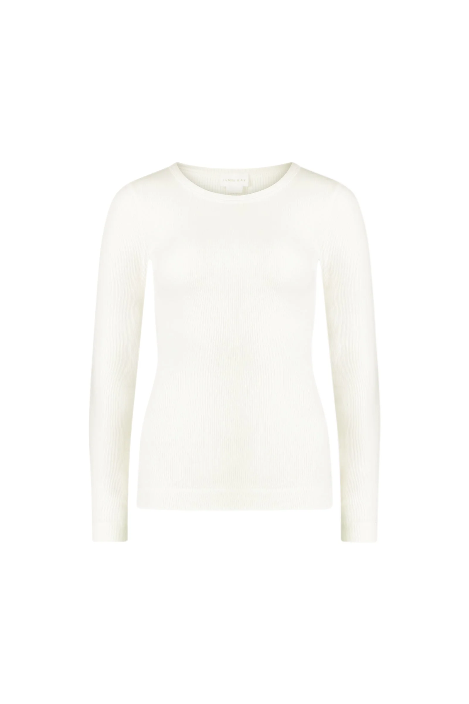 Organic Cotton Modal Womens Grace Rib Long Sleeve Top - Parchment