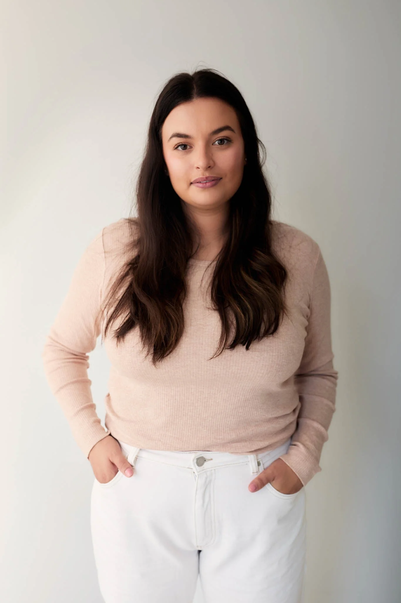 Organic Cotton Modal Womens Long Sleeve Top - Dusky Rose Marle - Image 3