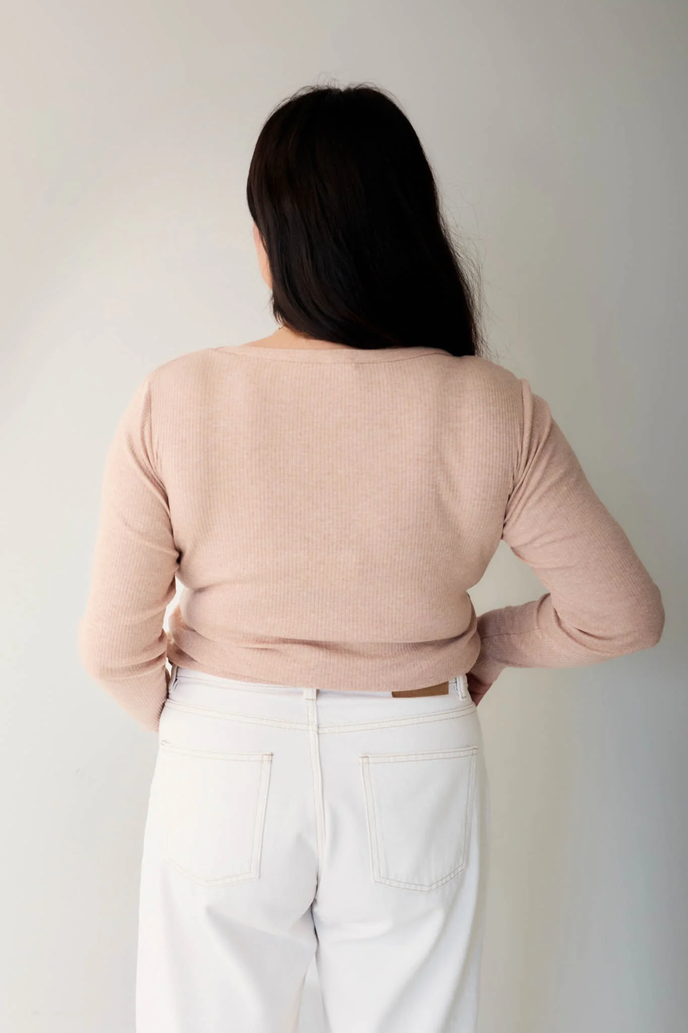 Organic Cotton Modal Womens Long Sleeve Top - Dusky Rose Marle - Image 5