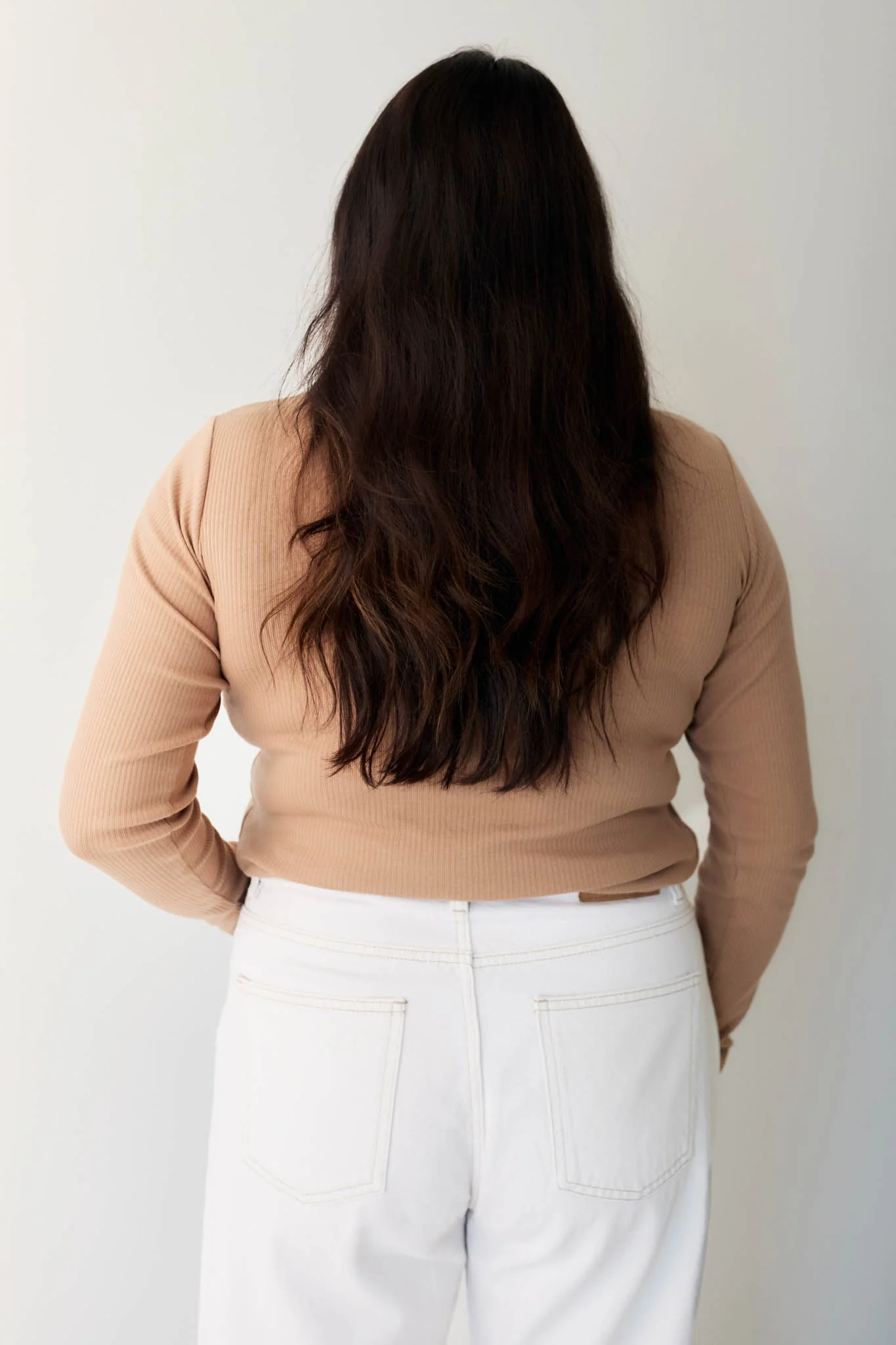 Organic Cotton Modal Womens Long Sleeve Top - Latte - Image 10