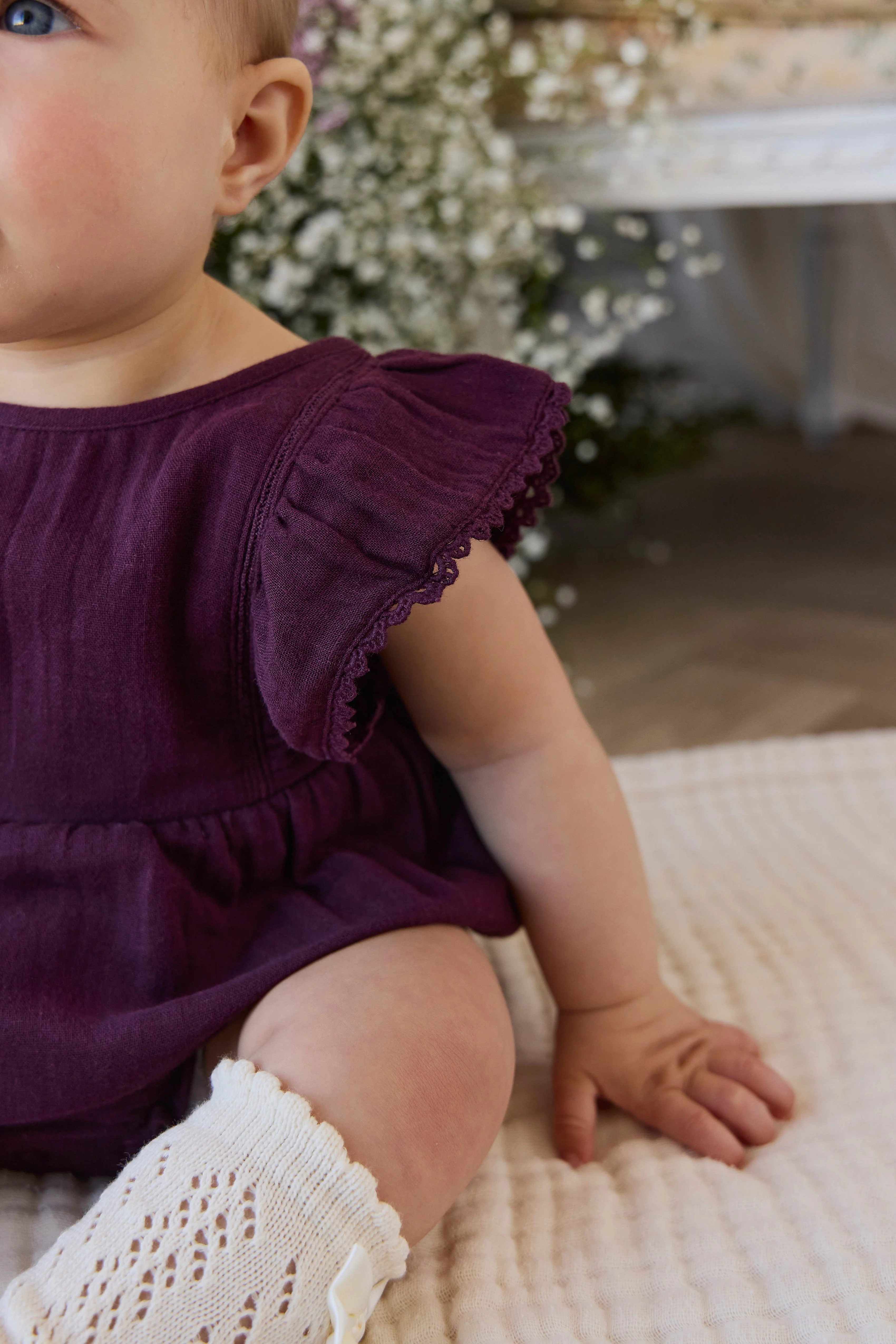 Organic Cotton Muslin Beatrice Playsuit - Fig - Image 10