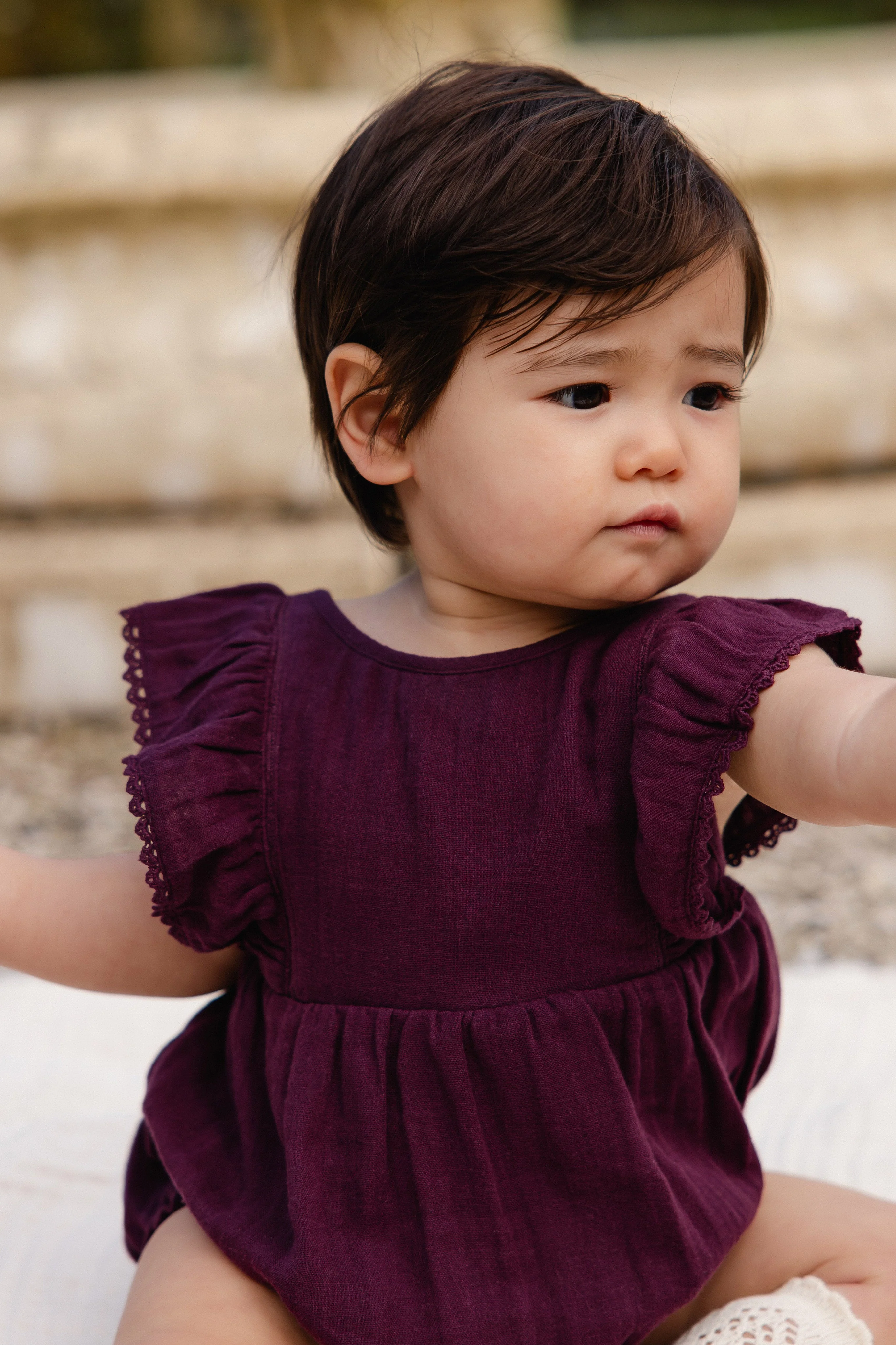 Organic Cotton Muslin Beatrice Playsuit - Fig - Image 11