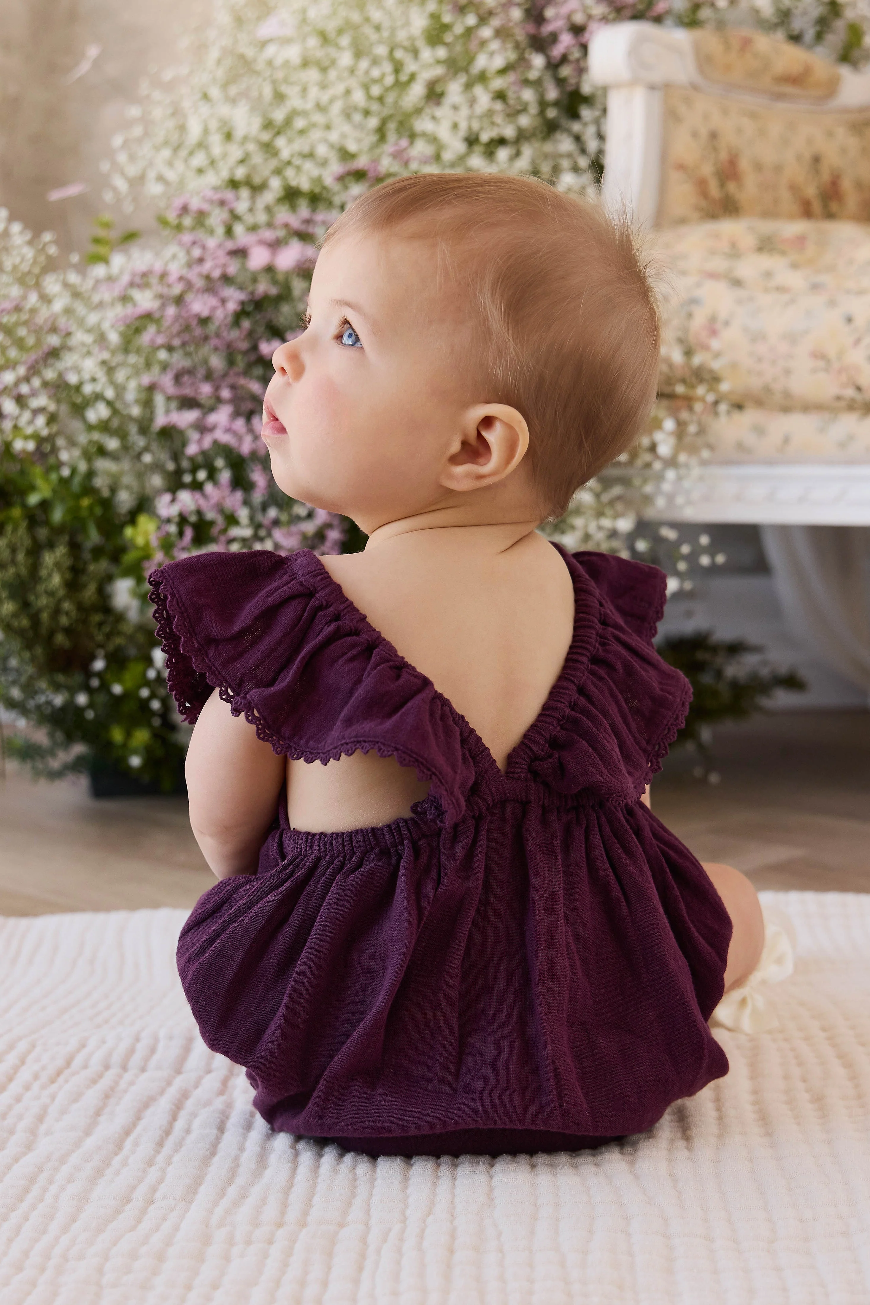 Organic Cotton Muslin Beatrice Playsuit - Fig - Image 12