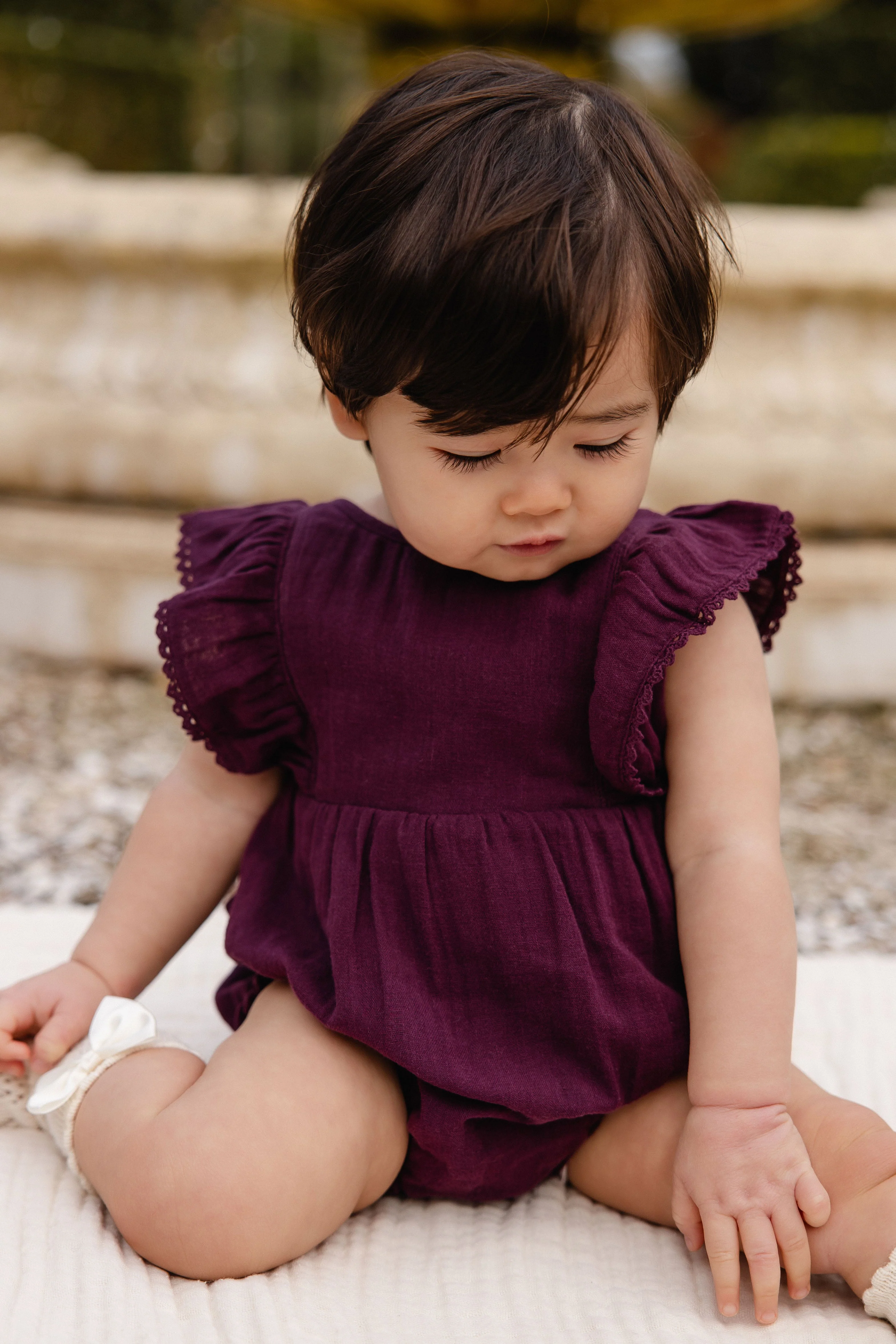 Organic Cotton Muslin Beatrice Playsuit - Fig - Image 13