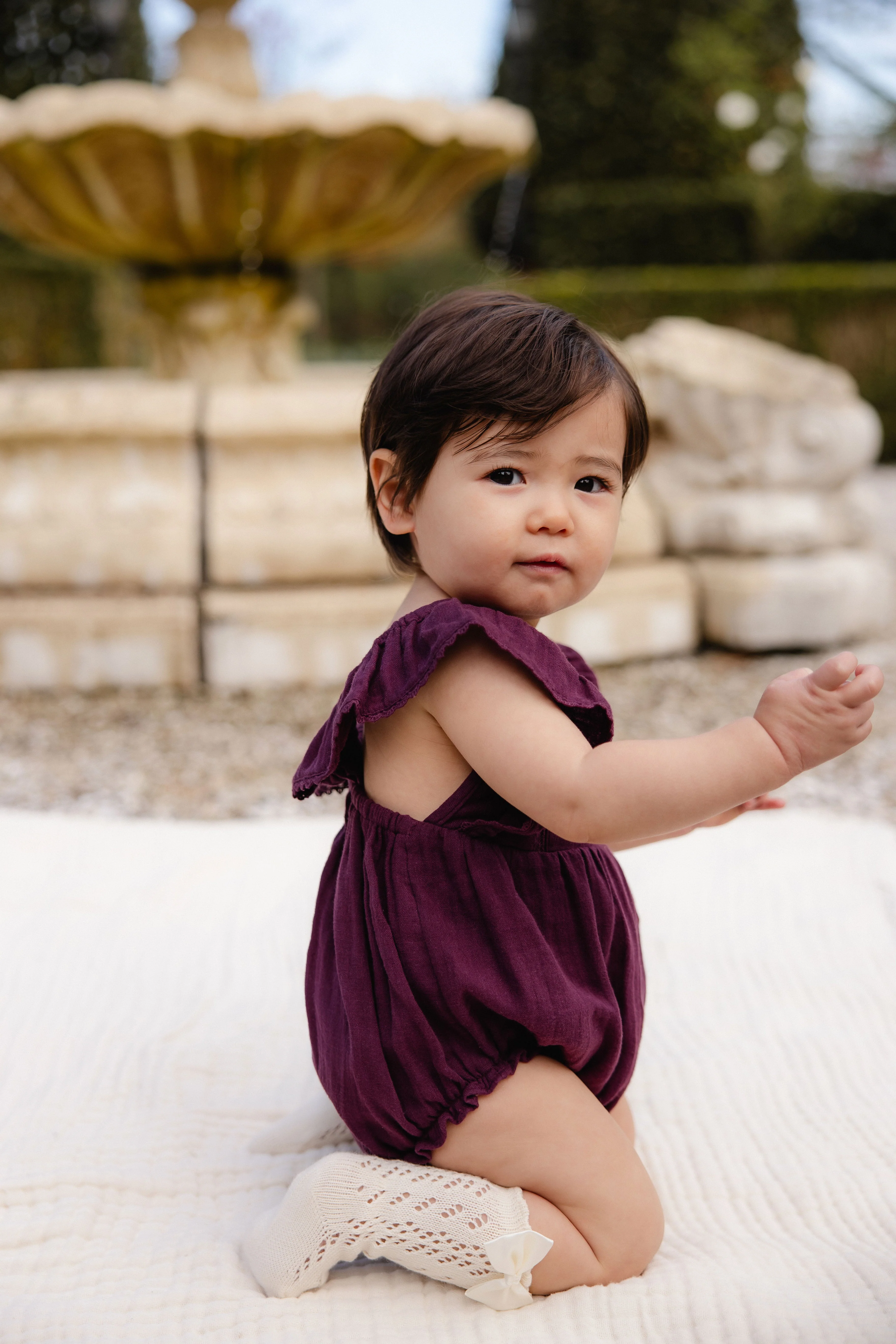 Organic Cotton Muslin Beatrice Playsuit - Fig - Image 8